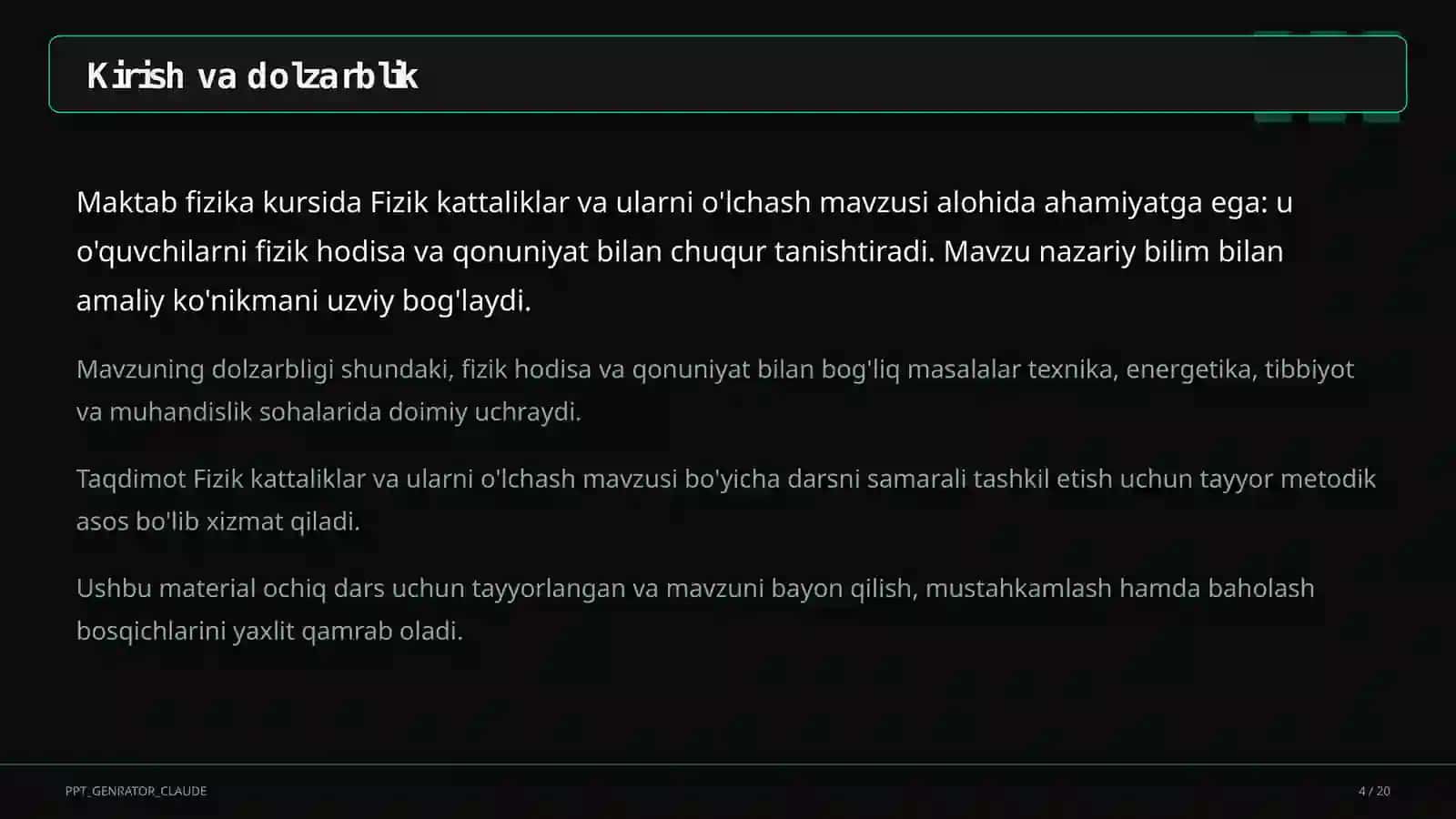 Fizik kattaliklar va ularni o'lchash (6-sinf) 4