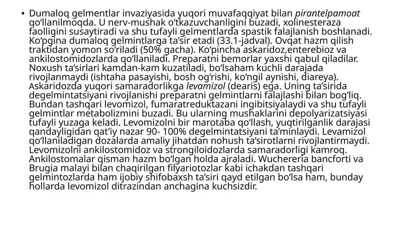 Davolash fakulteti 309-A guruhi talabasi - Xudoyorov Umidning Farmakologiya fanidan 4
