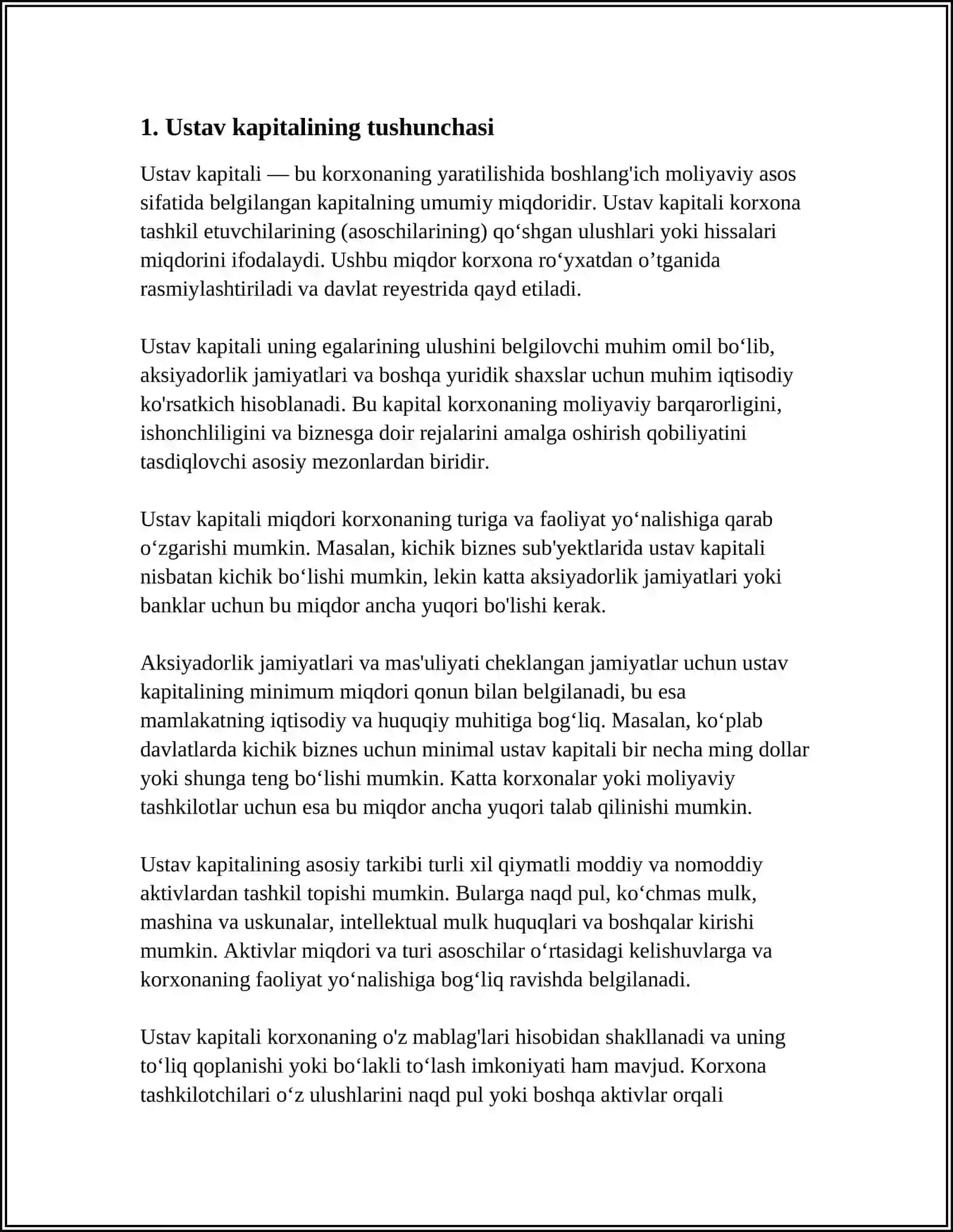 USTAV KAPITALI VA QO‘SHILGGAN KAPITAL HISOBI VA UNING AUDITI 4