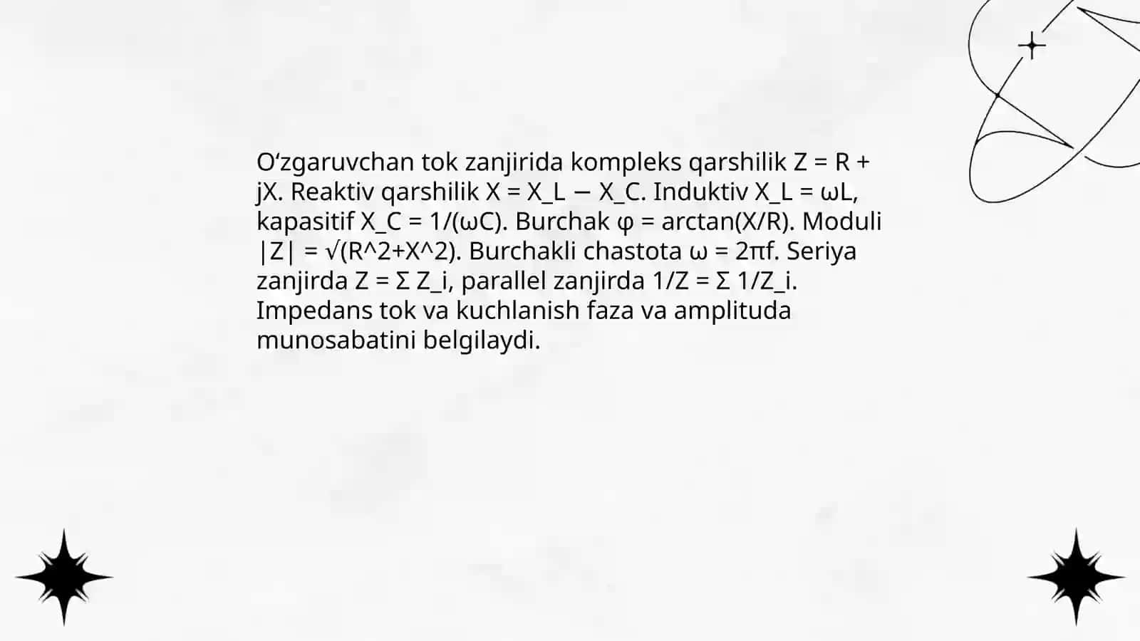 O‘zgaruvchan tok zanjirida aktiv va reaktiv qarshiliklar 4