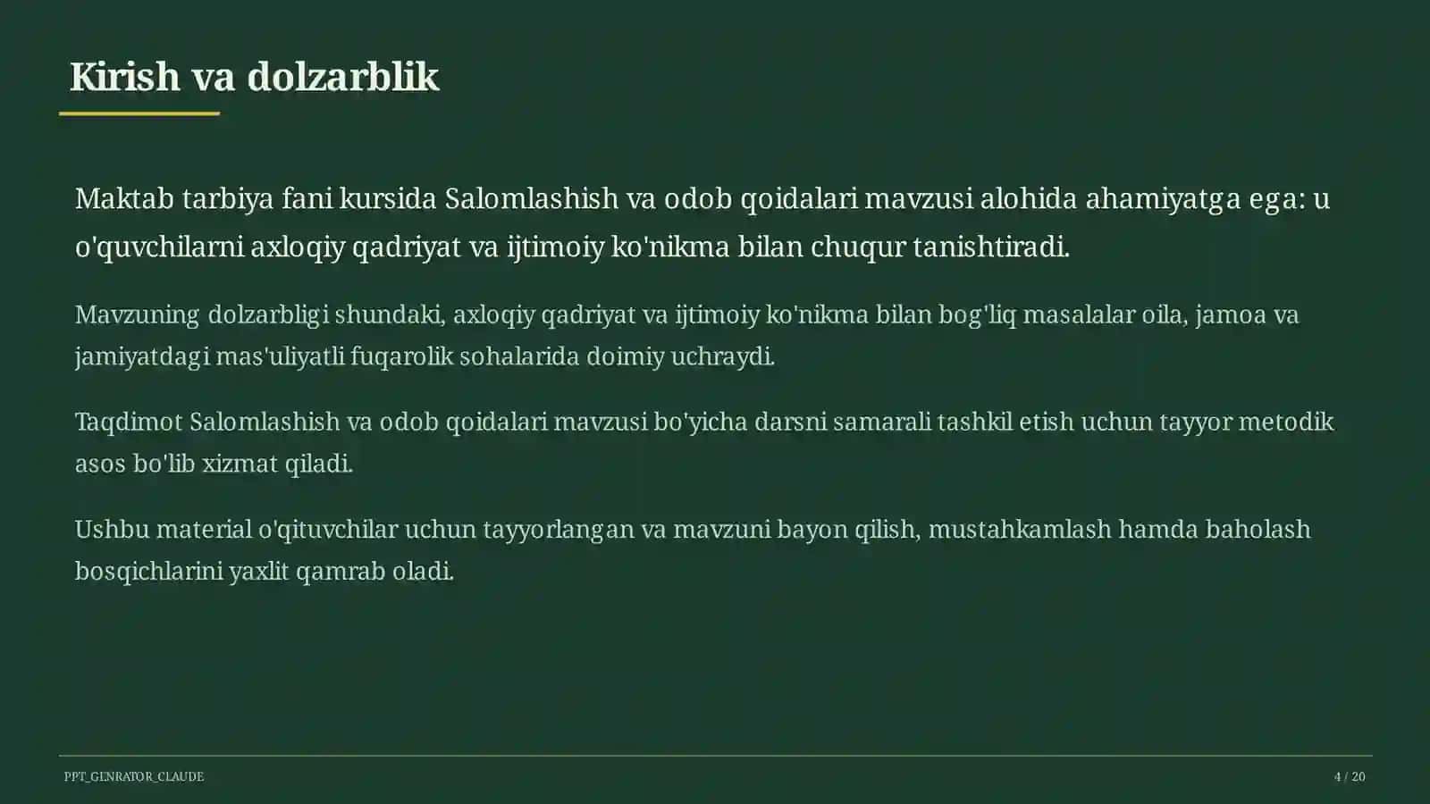 Salomlashish va odob qoidalari (1-sinf) 4