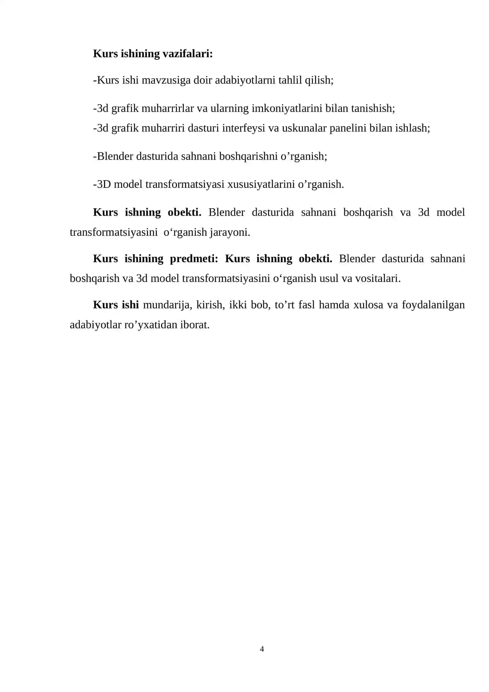 Blender dasturida sahnani boshqarish va 3d model transformatsiyasi 4