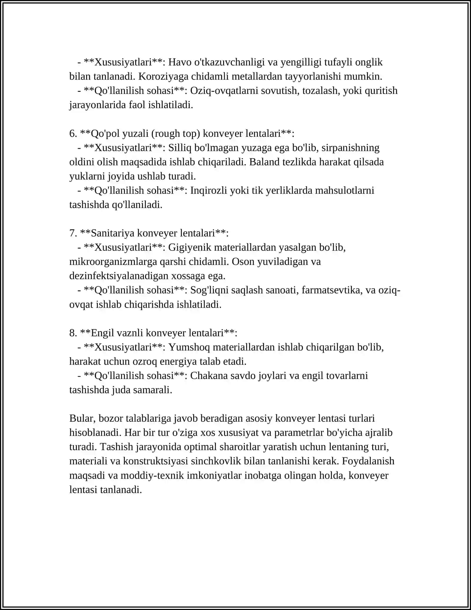 KONCHILIK KORXONALARIDA KANVER LENTALARIDAN FOYDALANISH 4