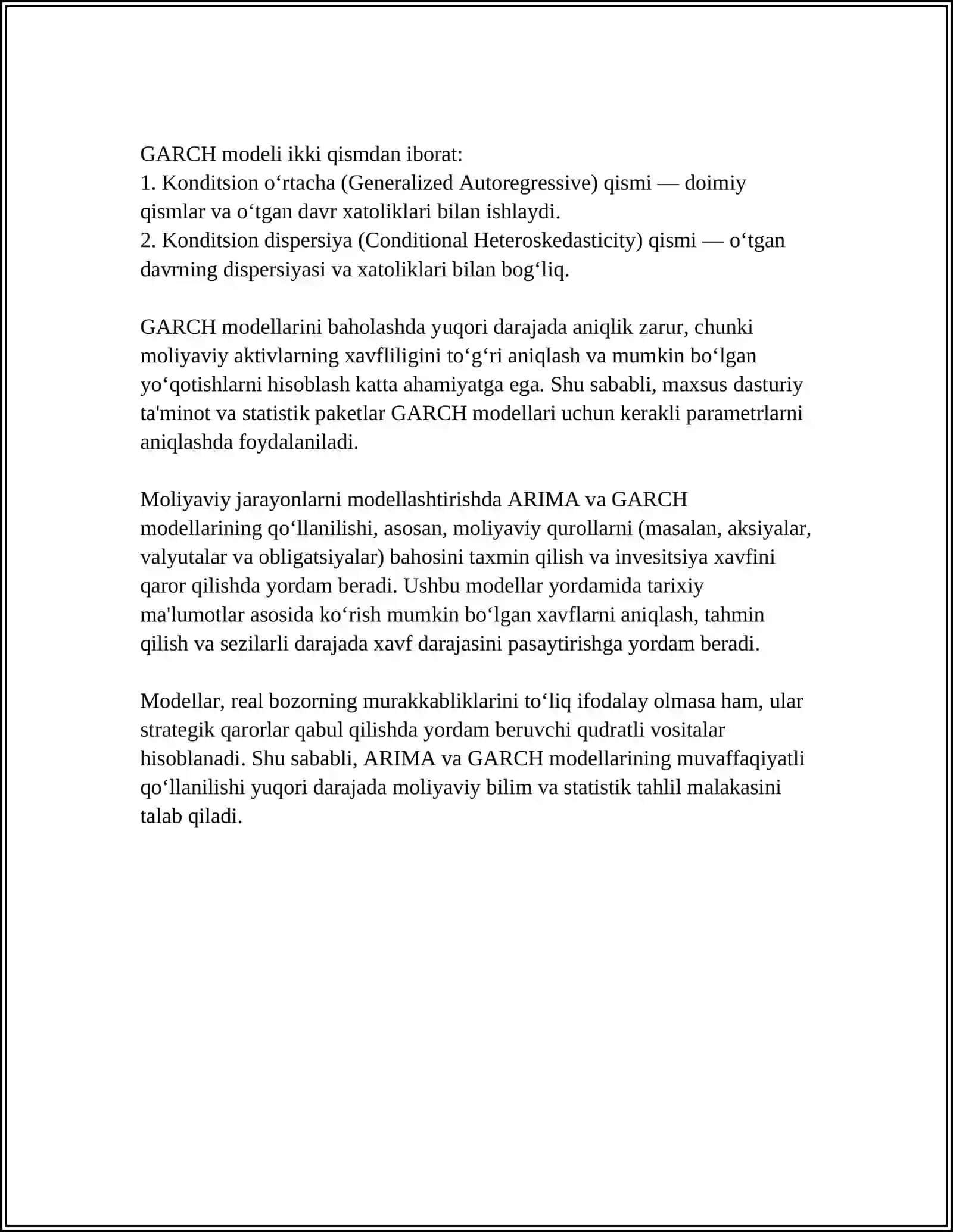 Moliyaviy jarayonlarni matematik modellashtirish va risklarni baholash 4
