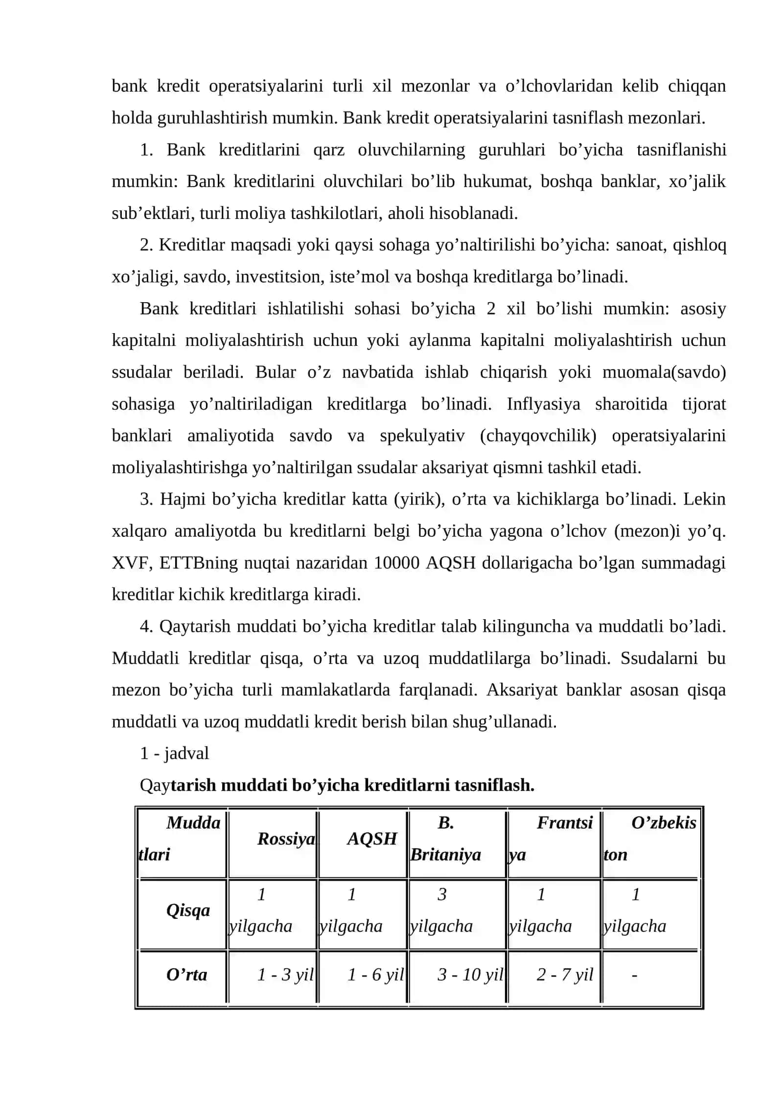 Tijоrat banklarining kreditlash usullari 4