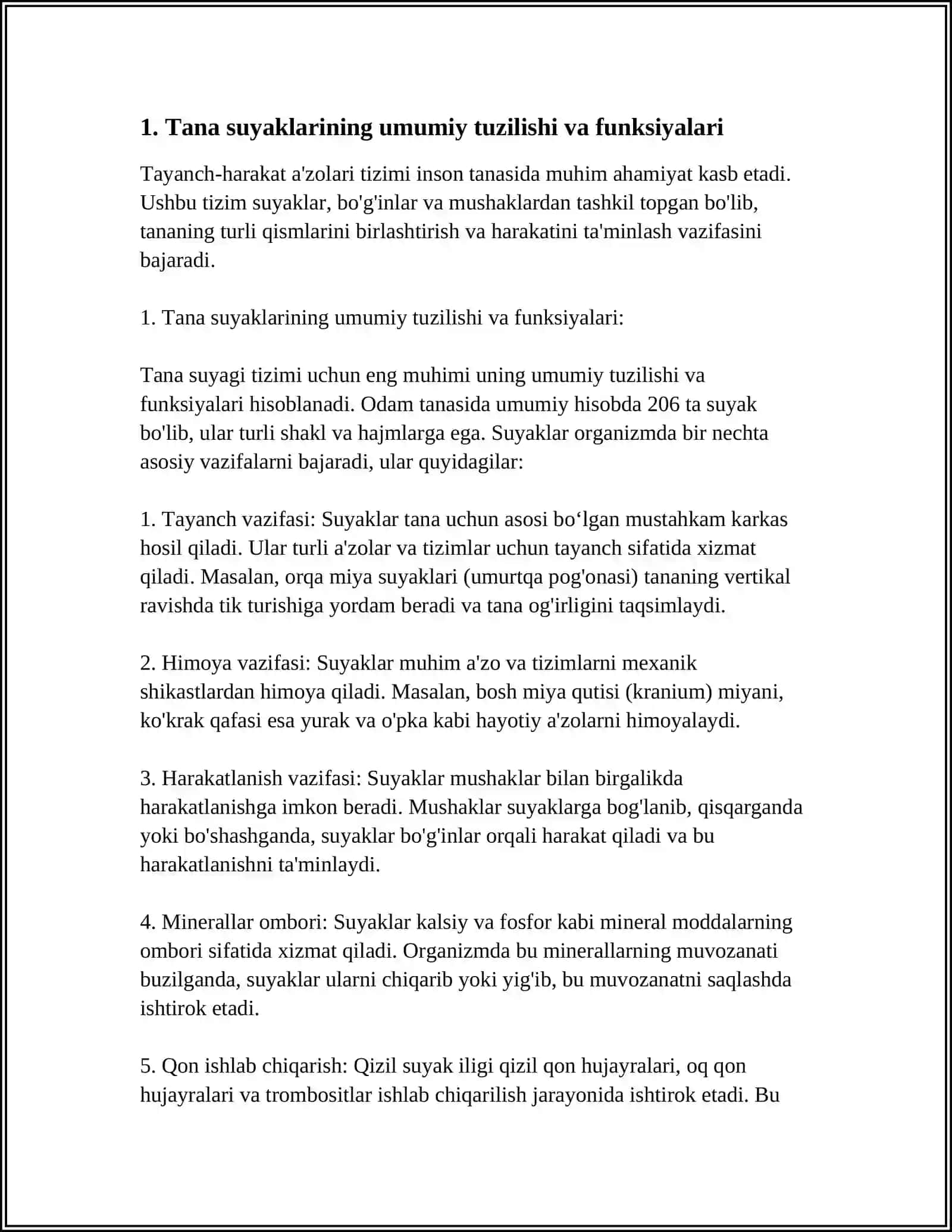 TAYANCH HARAKAT AʼZOLARI TIZIMI.SUYAKLARNING OʻZARO BIRLASHUVI 4