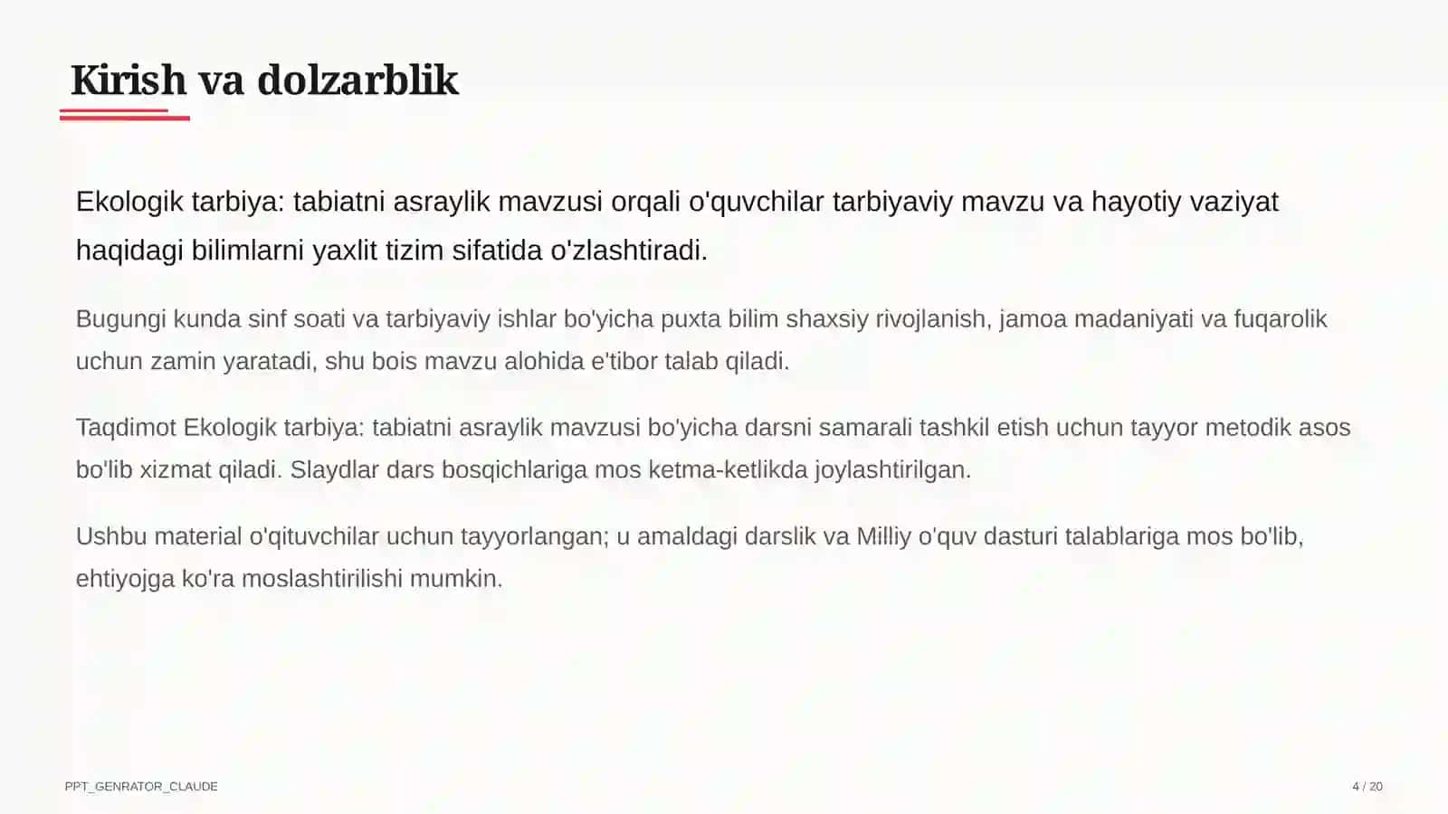 Ekologik tarbiya: tabiatni asraylik 4