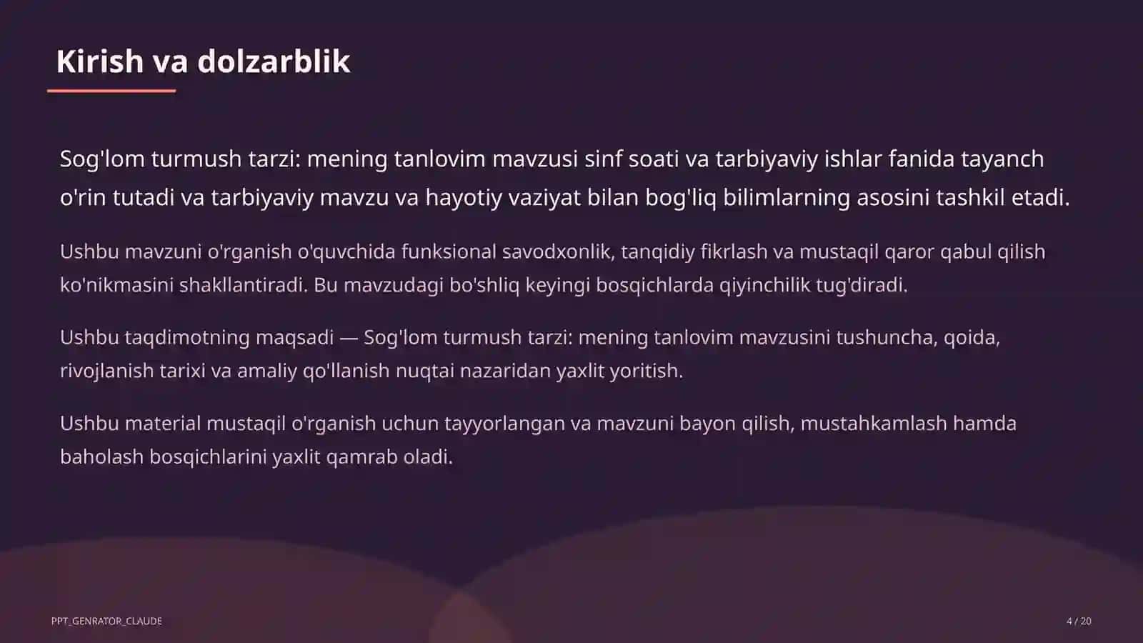 Dars rejasi 4