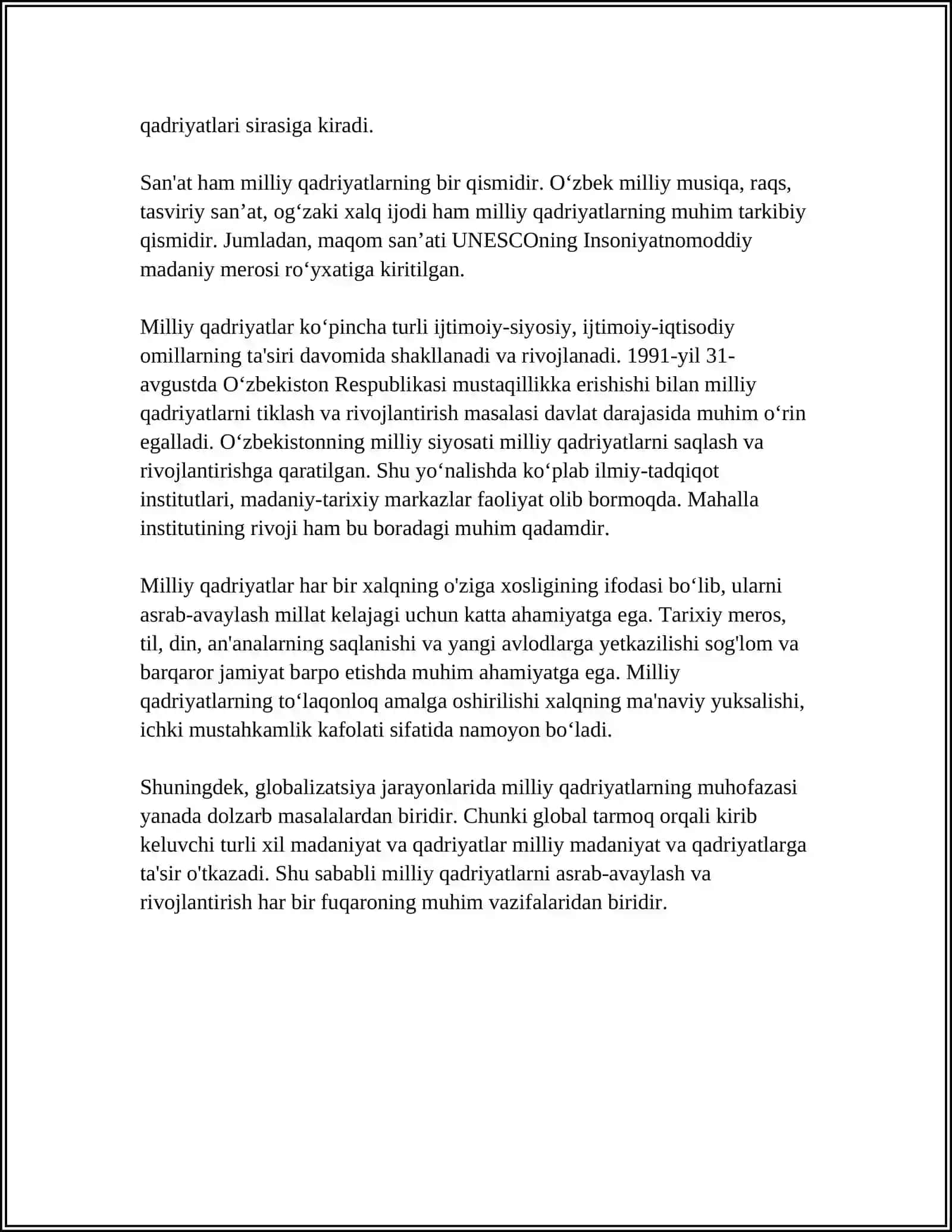 OZOD SHARAFIDDINOVNING ''ÒLSAM AYRILMASMAN QUCHOQLARINGDAN'' MAQOLASINI OQITISH ORQALI ÒQUVCHILARGAMILLIY AADRIYATKARNI SINGDIRISH USULLARI 4