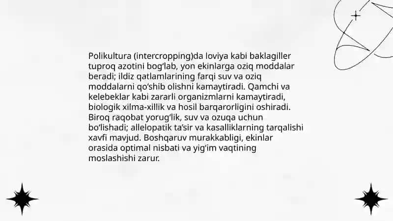 Organik dehqonchilikda yetishtiriladigan ekin turlarining bog’liklik tomonlari 4