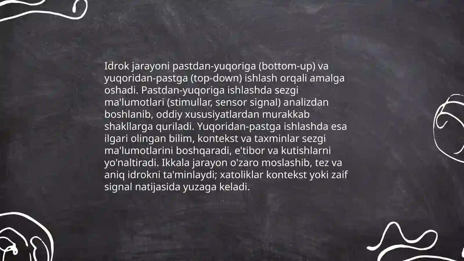 Bilish sohasi jarayoni. Sezgi idrok, xotira, diqqat jarayonlari 4