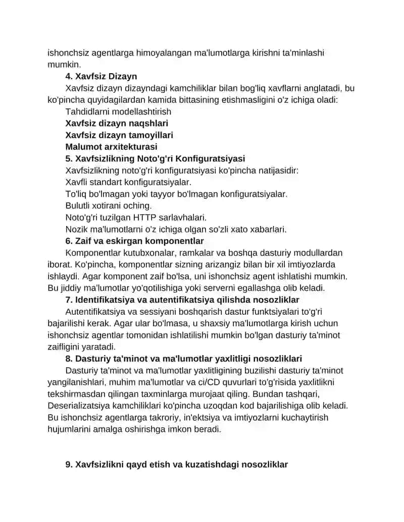 Dasturiy vositalarda xavfsizlik muammolari 4