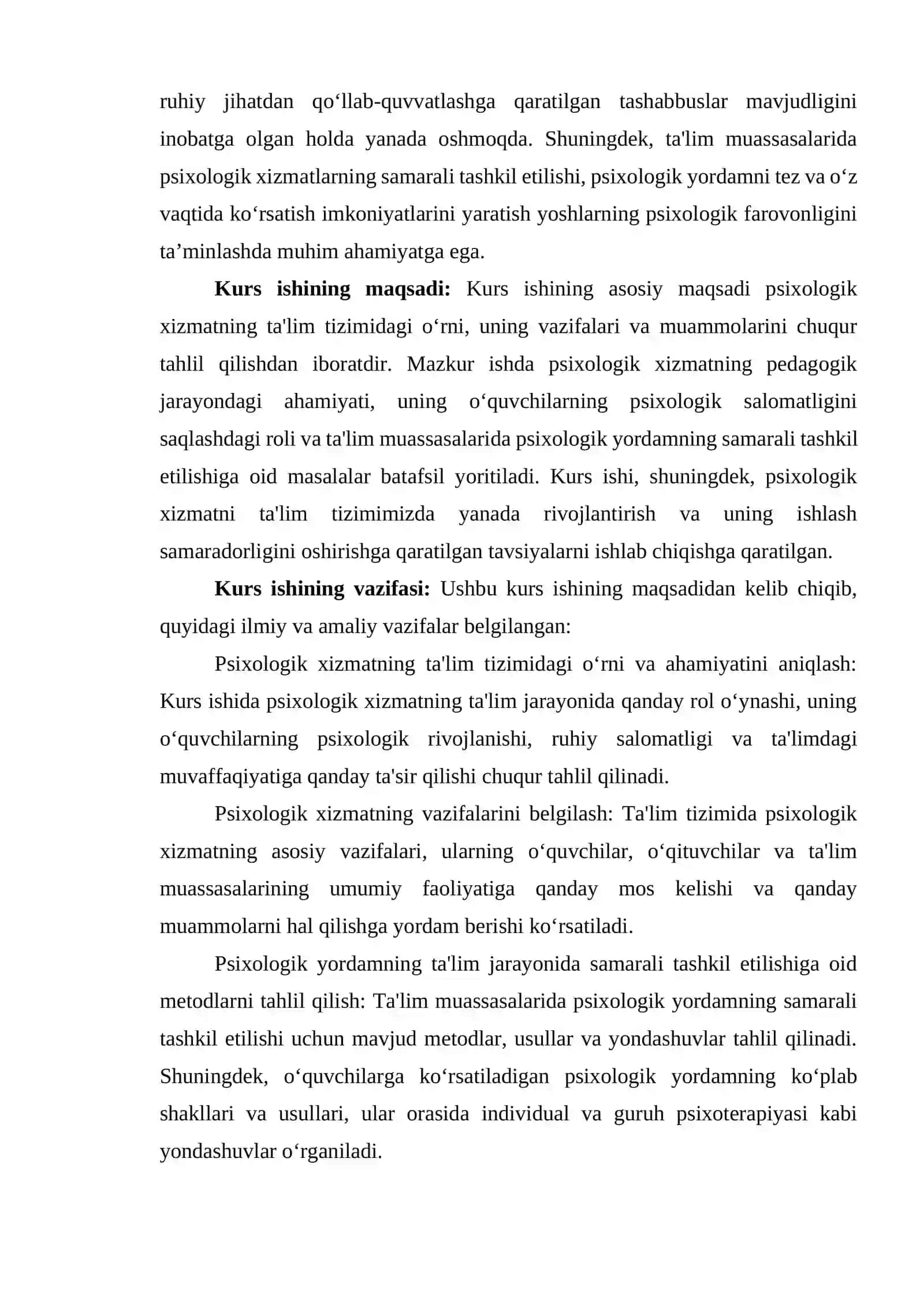 Psixologiya kurs ishi "Himoyaga tavsiya etilsin" 4