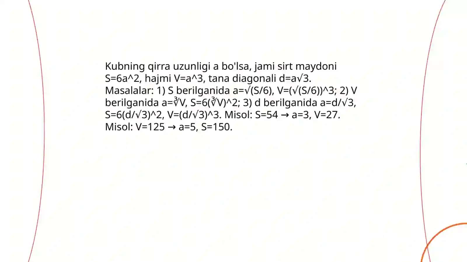 Kòp yoqli figuralar  ularning sirtlari hajmlariga oid masalalar yechish 4