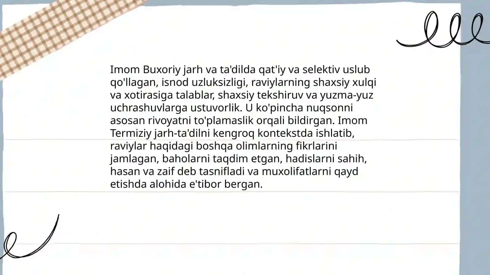 Imom Buxoriy va Imom Termiziyning hadis ilmiga qo'shgan hissalarini qiyosiy tahlili 4