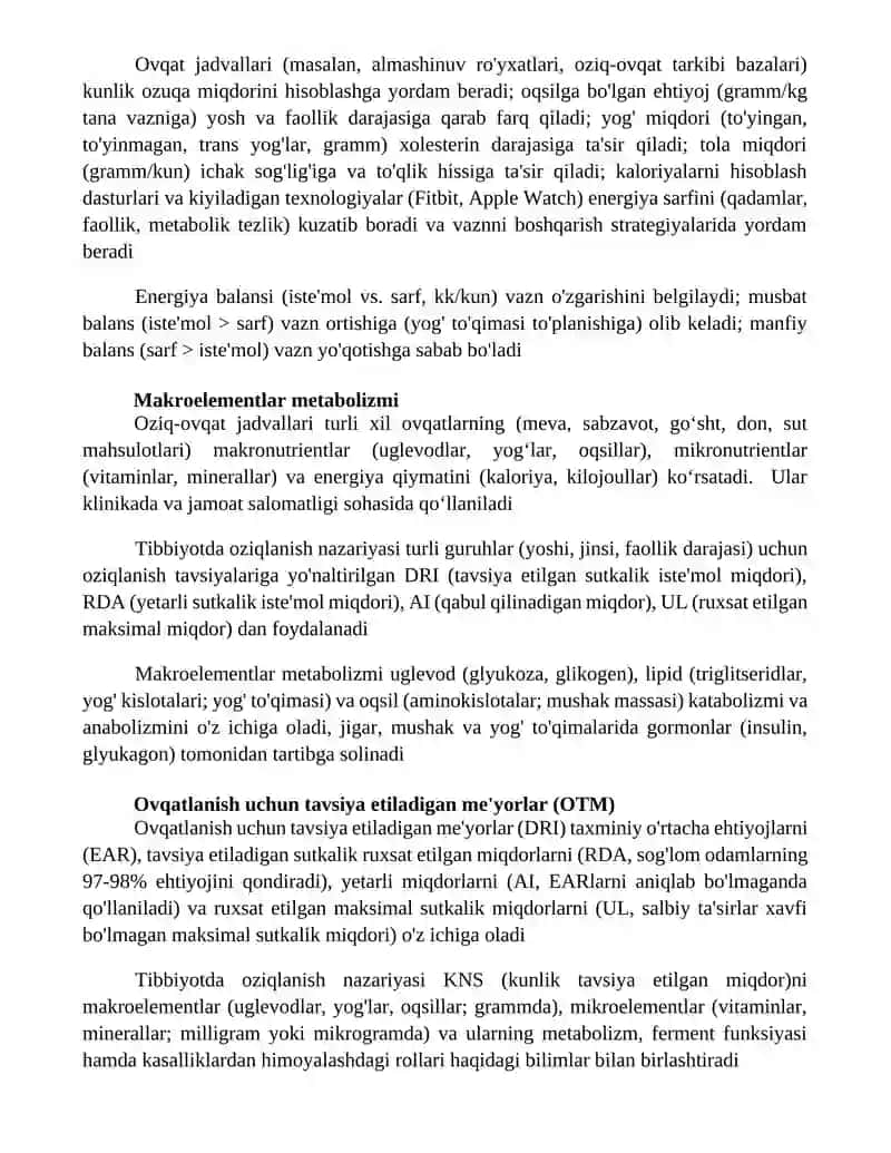 Tibbiyotda ovqatlanish nazariyasi 4