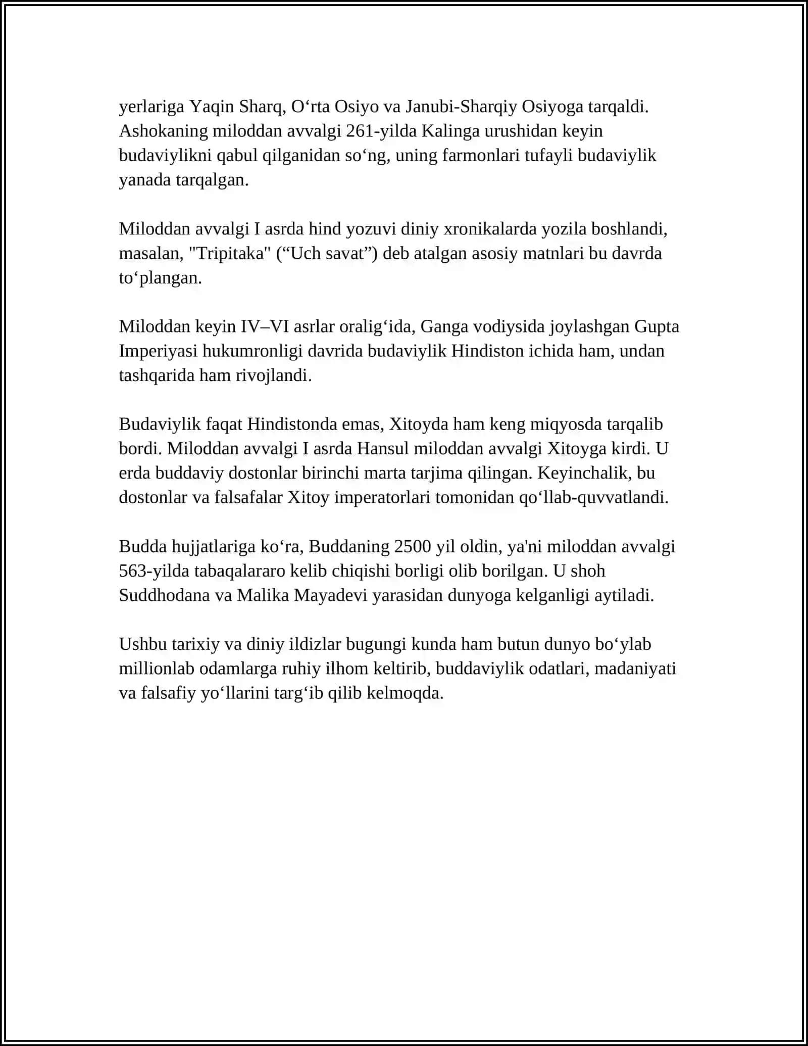 MUSTAQIL ISH Mavzu: BUDDAVIYLIK DINING PAYDO BOʻLISHI 4