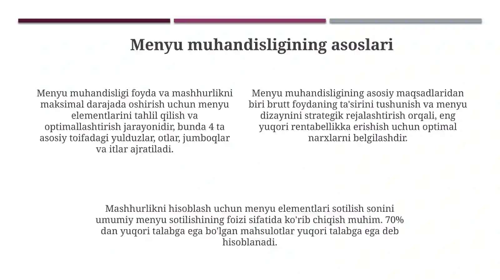 Restoranda menyu injinerligi foyda va talab tahlili 4