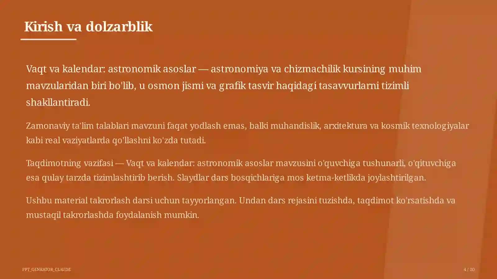 Vaqt va kalendar: astronomik asoslar (10-sinf) 4