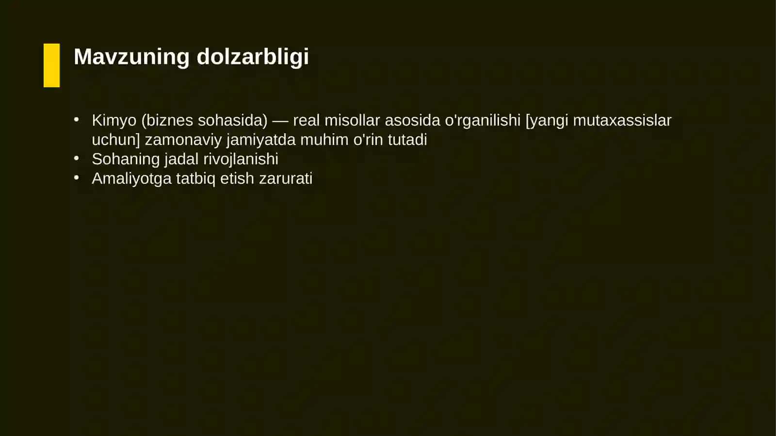 Kimyo (biznes sohasida) — real misollar asosida o'rganilishi [yangi mutaxassislar uchun] 4