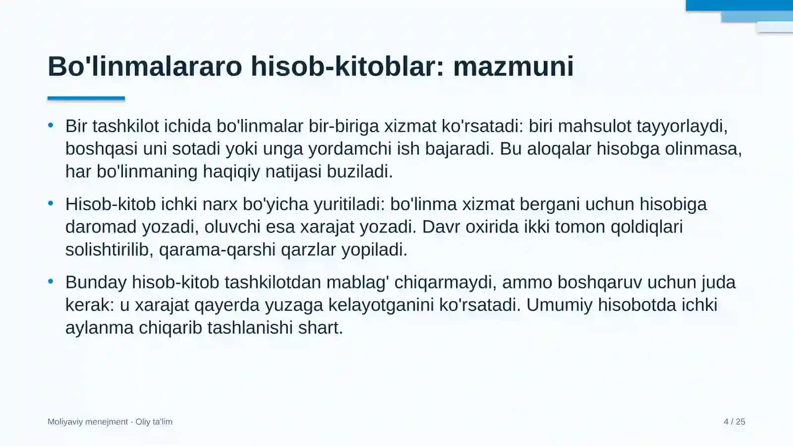 Internet-do'konlarda bo'linmalararo hisob-kitoblarni tashkil etish 4