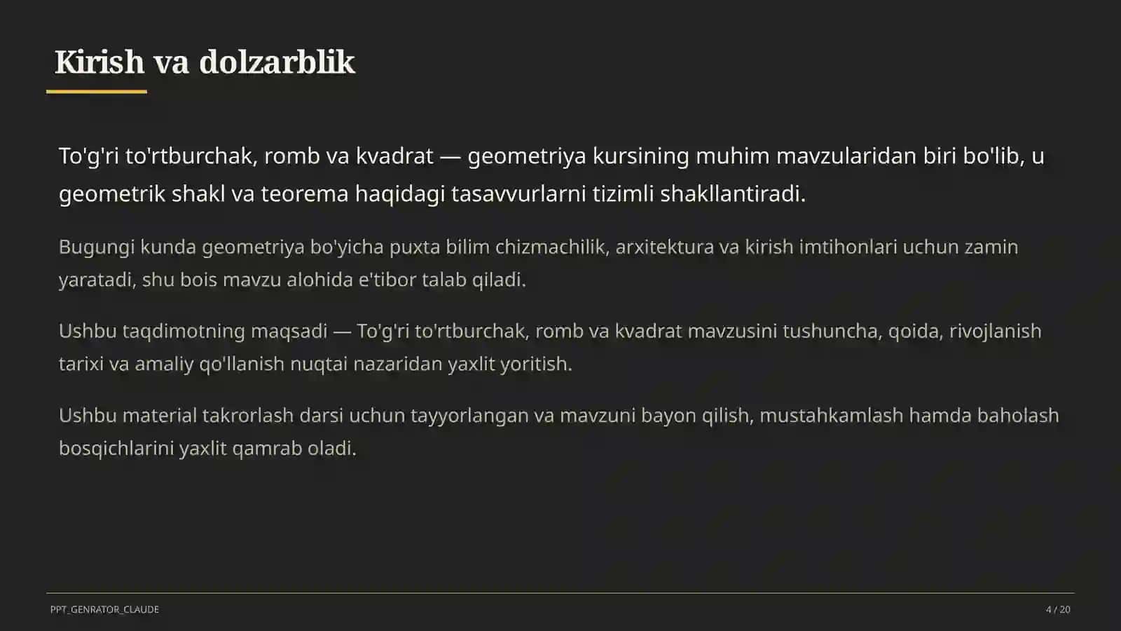 To'g'ri to'rtburchak, romb va kvadrat (8-sinf) 4