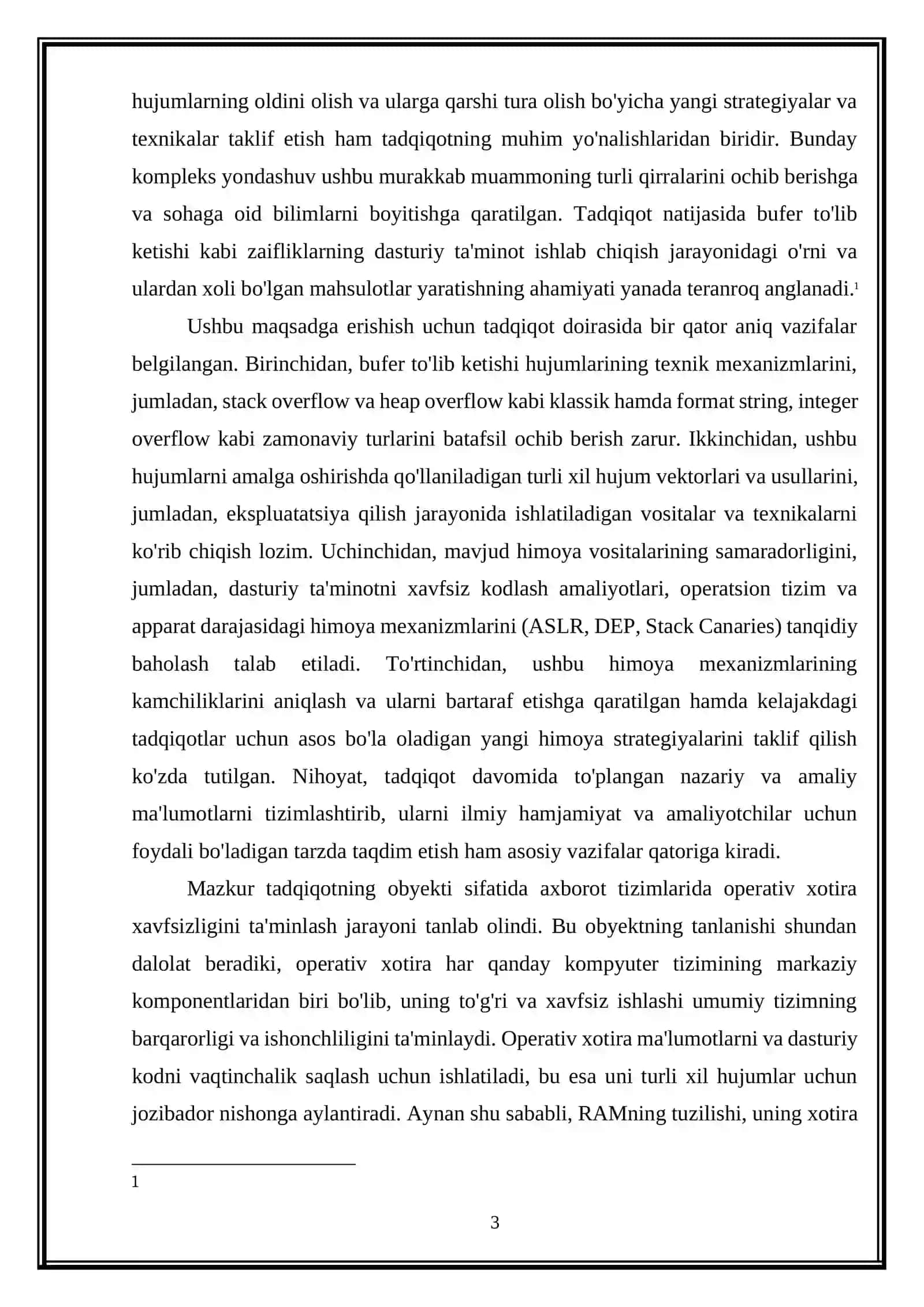 Operativ xotira (RAM) xavsizligi: bufer to'lib ketishi (Buffer Overflow) hujumlari va ulardan himoyalanish 4