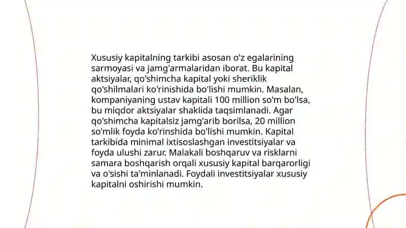 Xususiy kapital hisobi 4