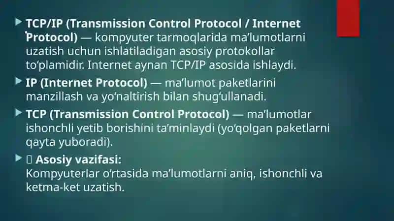 TCP/IP protokoli ishlash prinsipi 4