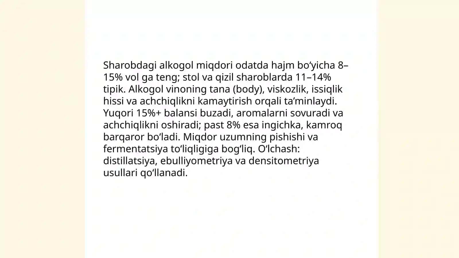 Uzumdan tayyorlangan vinoning sifat kòrsatkichlarini tahlil qilish 4