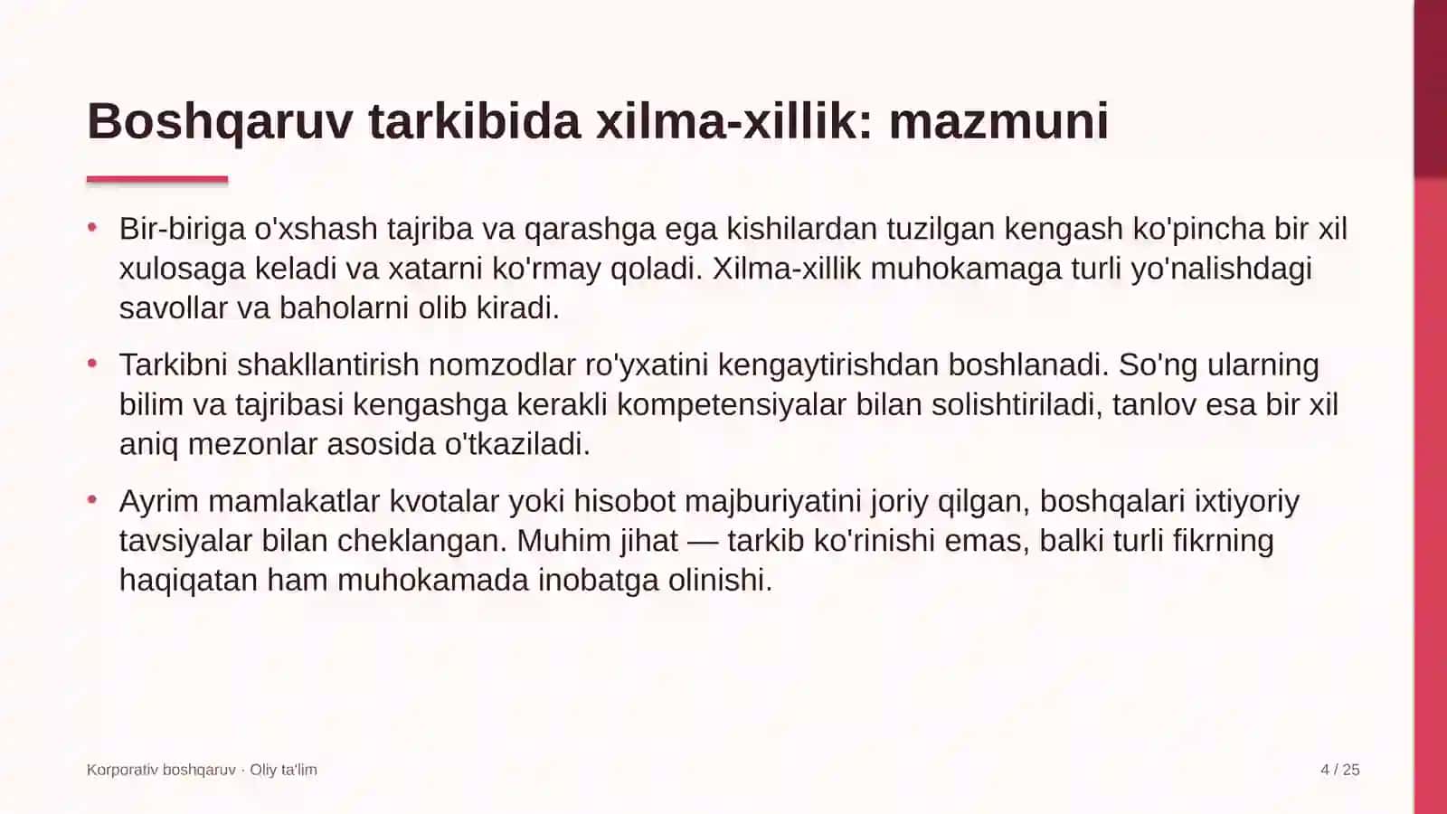 shahar yo'lovchi transportida boshqaruv organlari tarkibida xilma xillikni ta'minlash 8495 4
