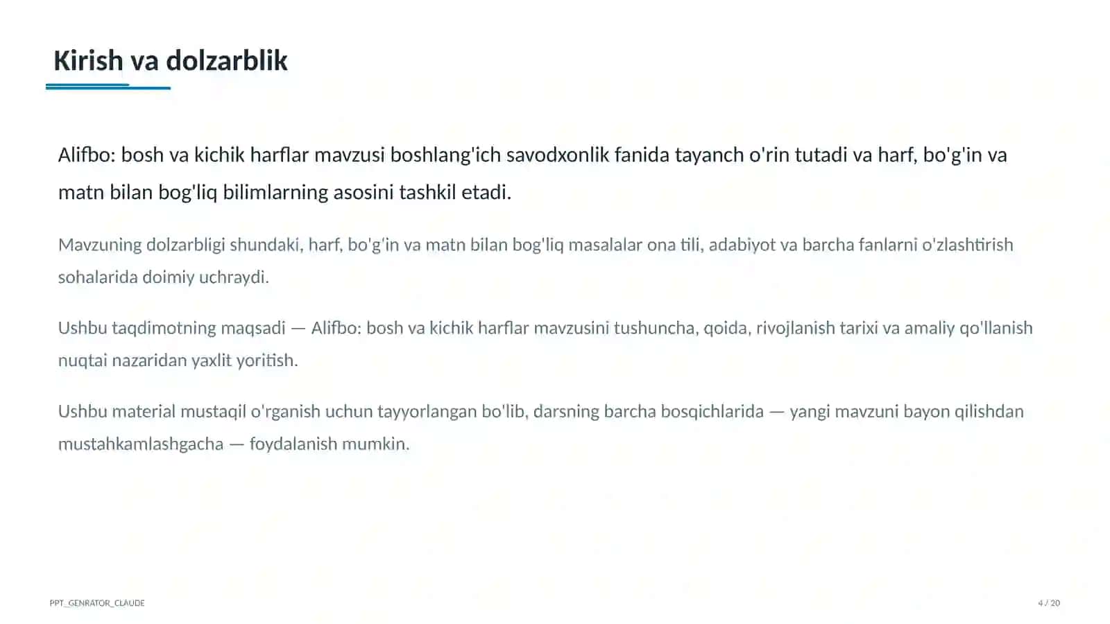 Alifbo: bosh va kichik harflar (1-sinf) 4