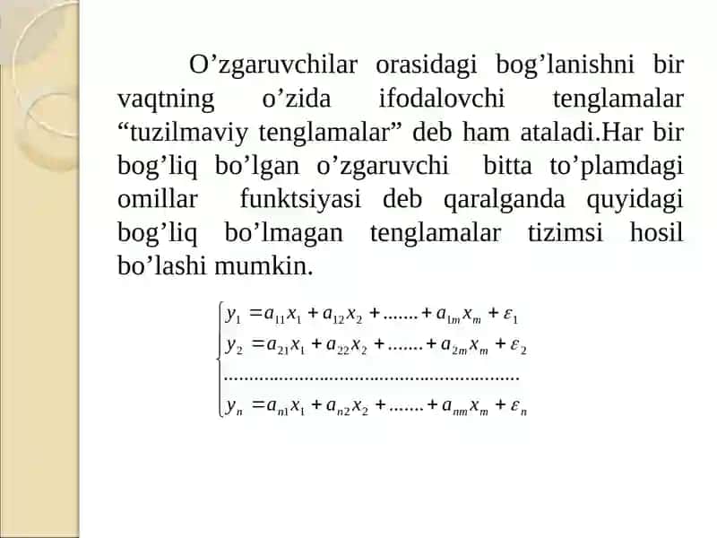 Tenglamalar tizimi ko’rinishidagi ekonometrik modellar 4
