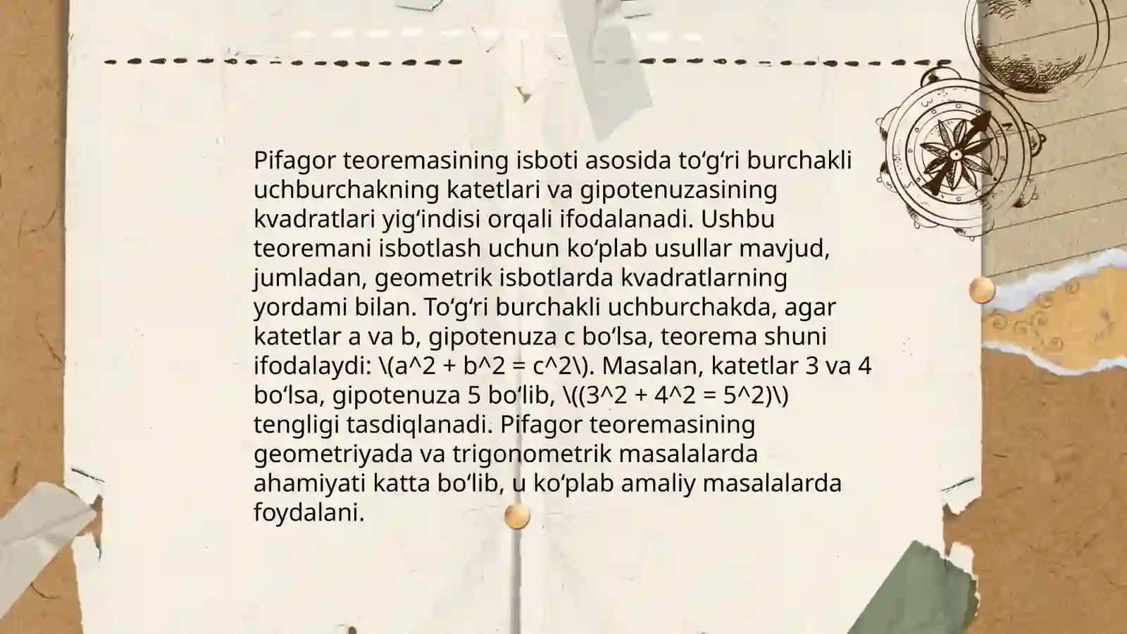Pifagor teoremasi.Oʻxshashlik 4