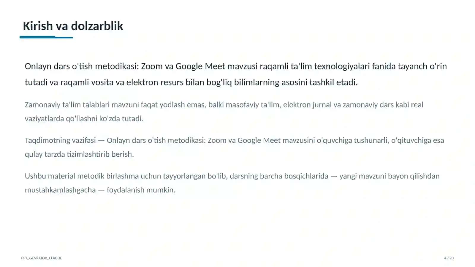 Onlayn dars o'tish metodikasi: Zoom va Google Meet 4