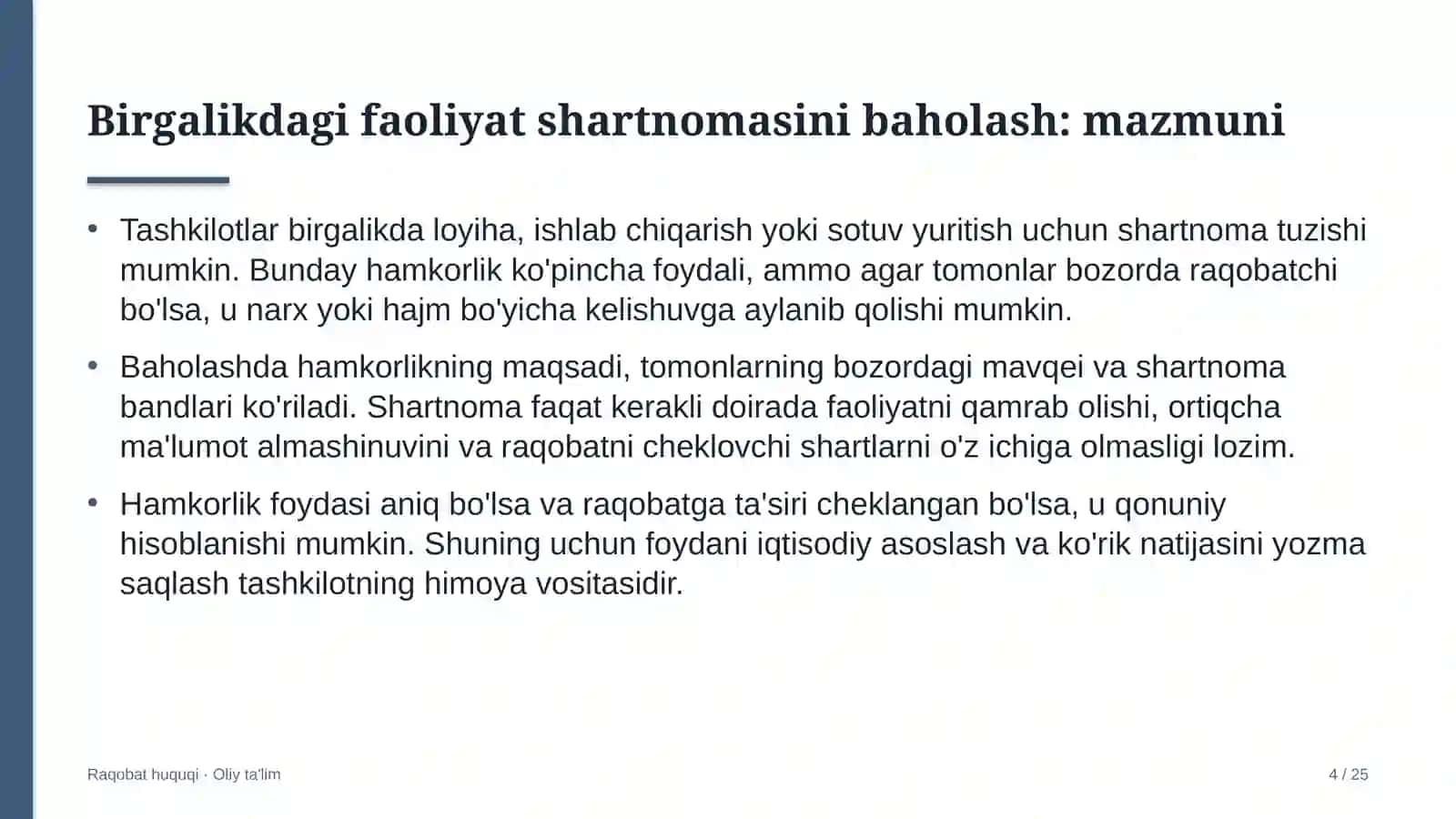mobil ilovalar ishlab chiqishda birgalikdagi faoliyat shartnomalarini raqobat nuqtai nazaridan baholash 3106 4
