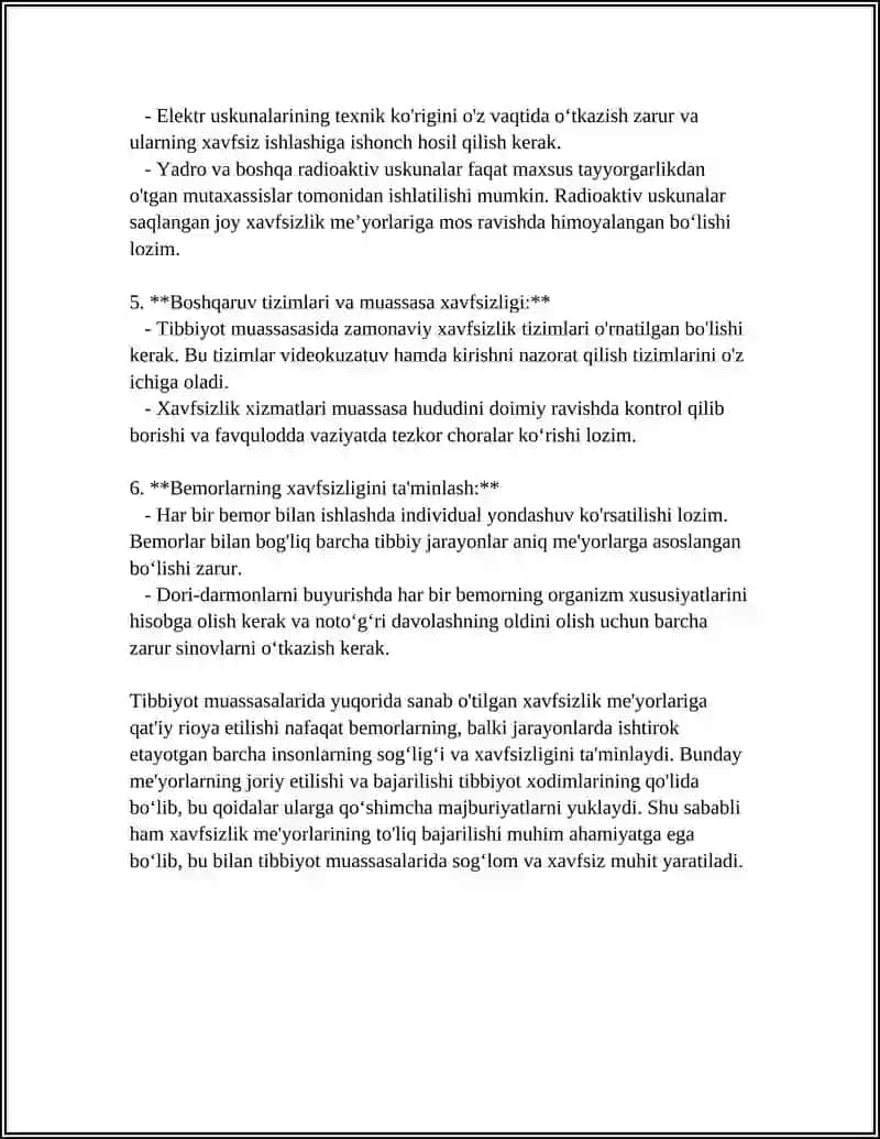 REFERAT Mavzu: TIBBIY XODIMLAR XAVFSIZLIGI.BEMORLAR XAVFSIZLIGI. 4