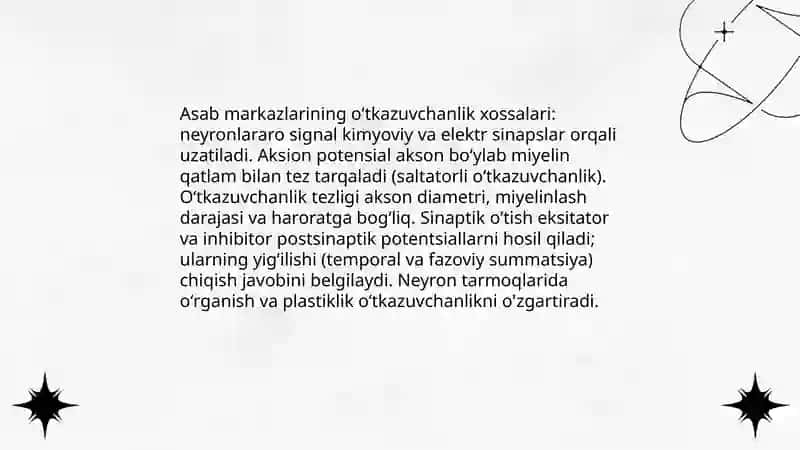 Asab markazlarining xossalari 4