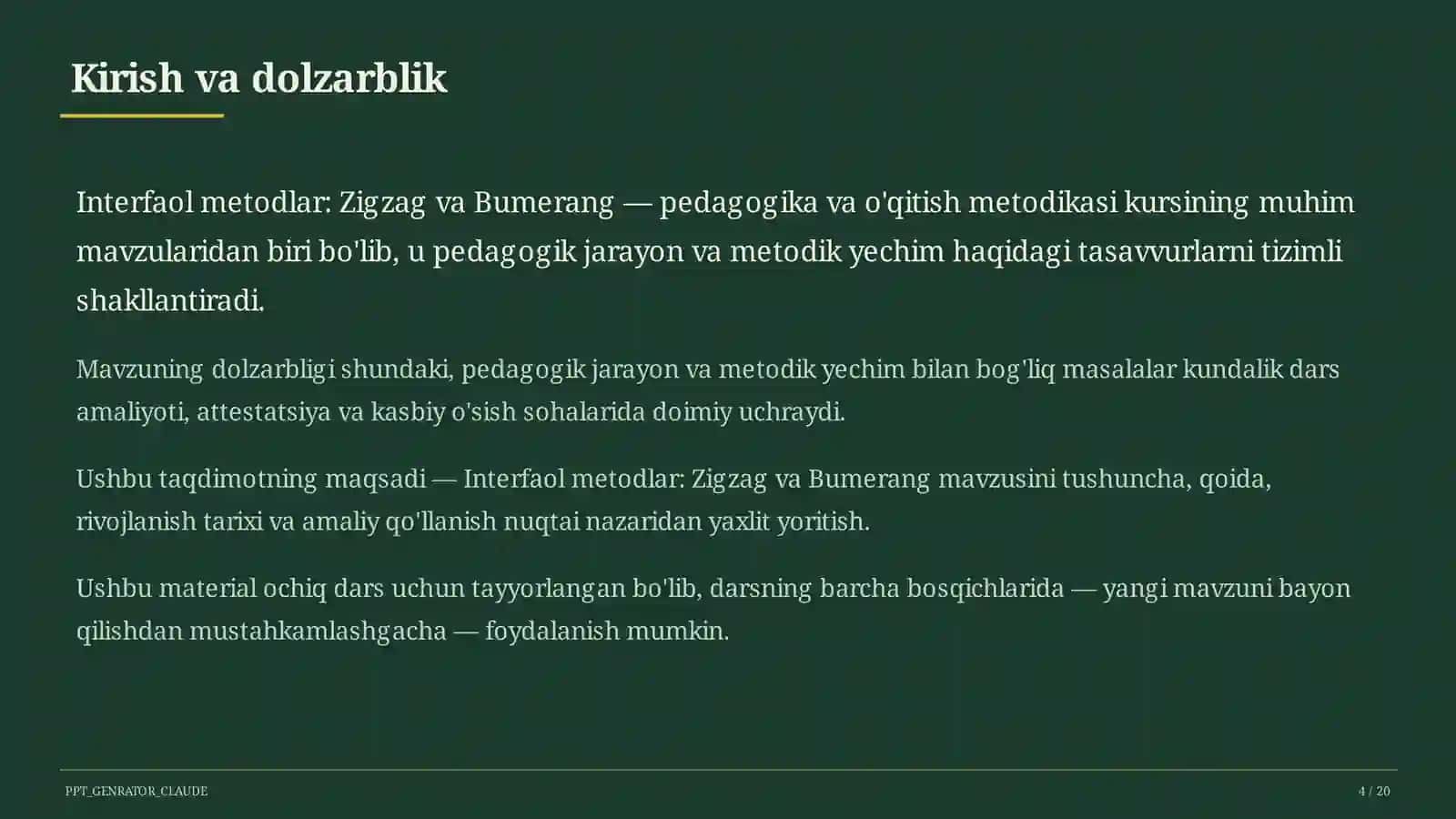 Interfaol metodlar: Zigzag va Bumerang 4