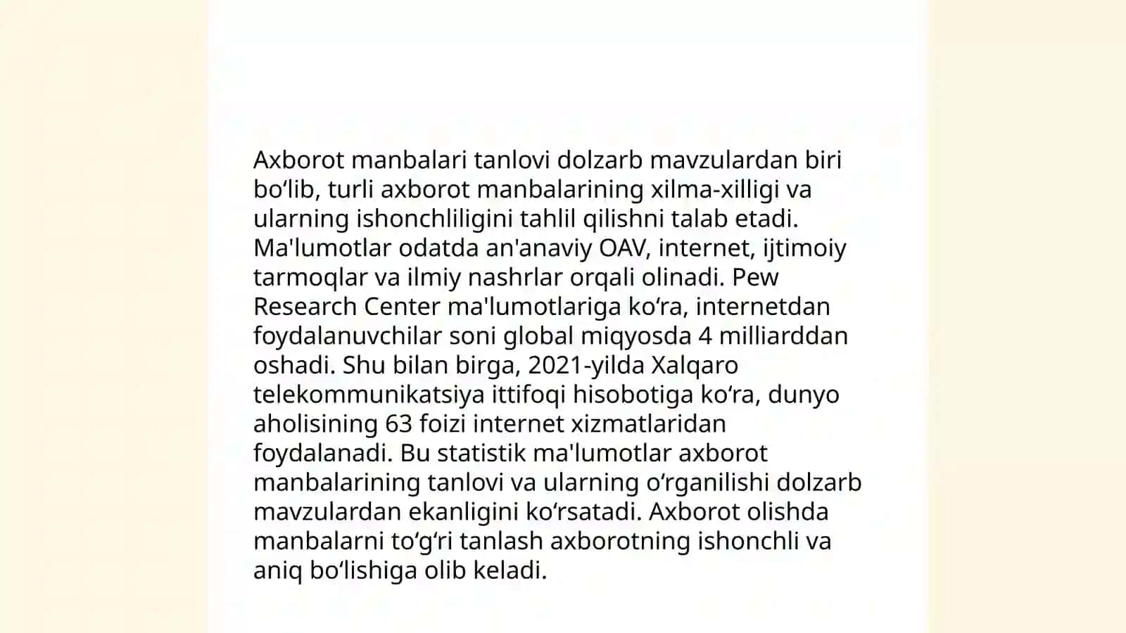 Media Savodxonlik Va Axborot Madaniyati Ergasheva Shodiya 4
