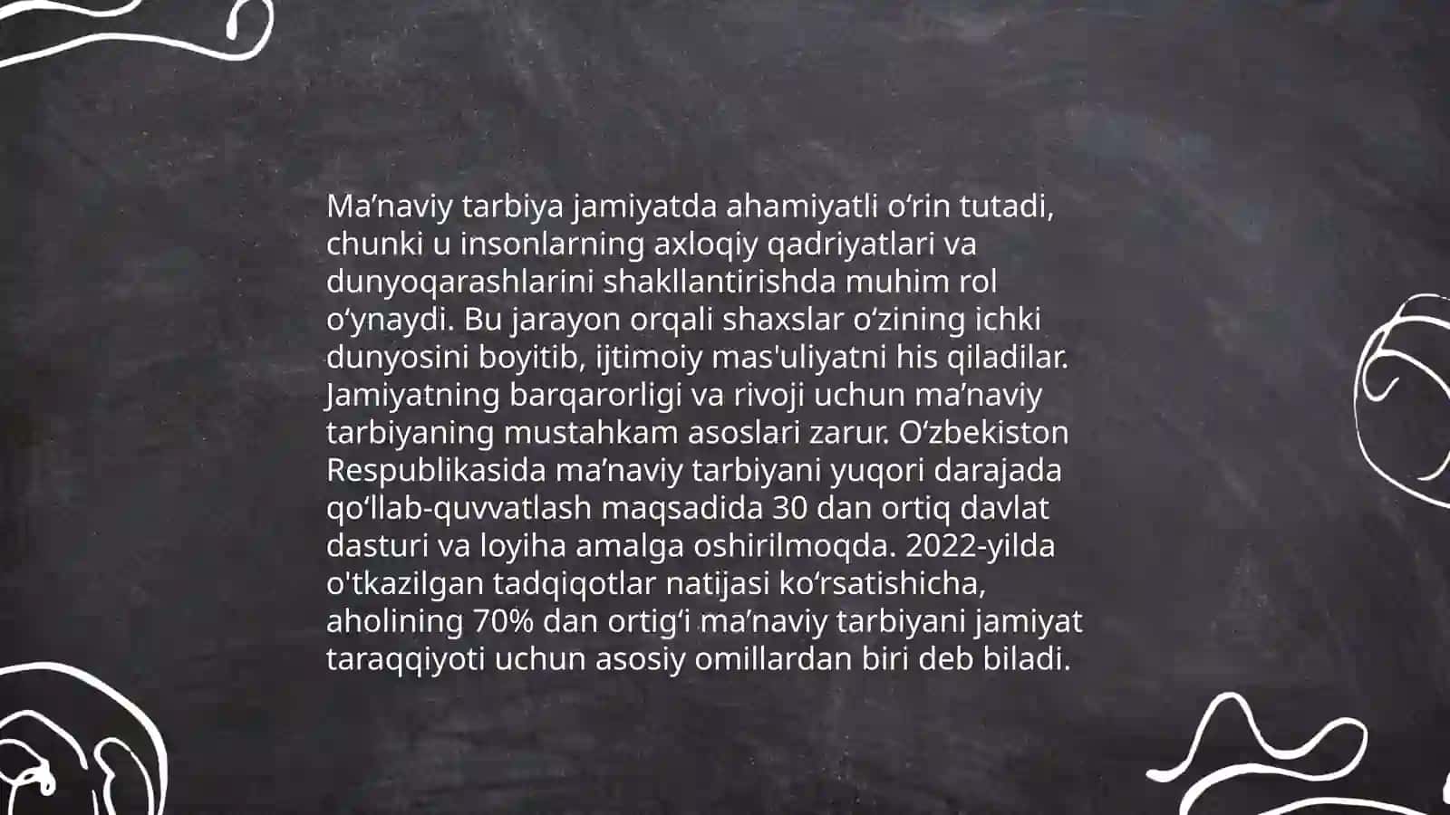 Tarbiya tizimida barkamol insonni ma’naviy tarbiyalash masalalari. Unda milliy qadriyatlarning ahamiyati. Milliy tarbiyaning tarixiy ildizlari. Milliy tarbiyaning mazmuni va mohiyati 4