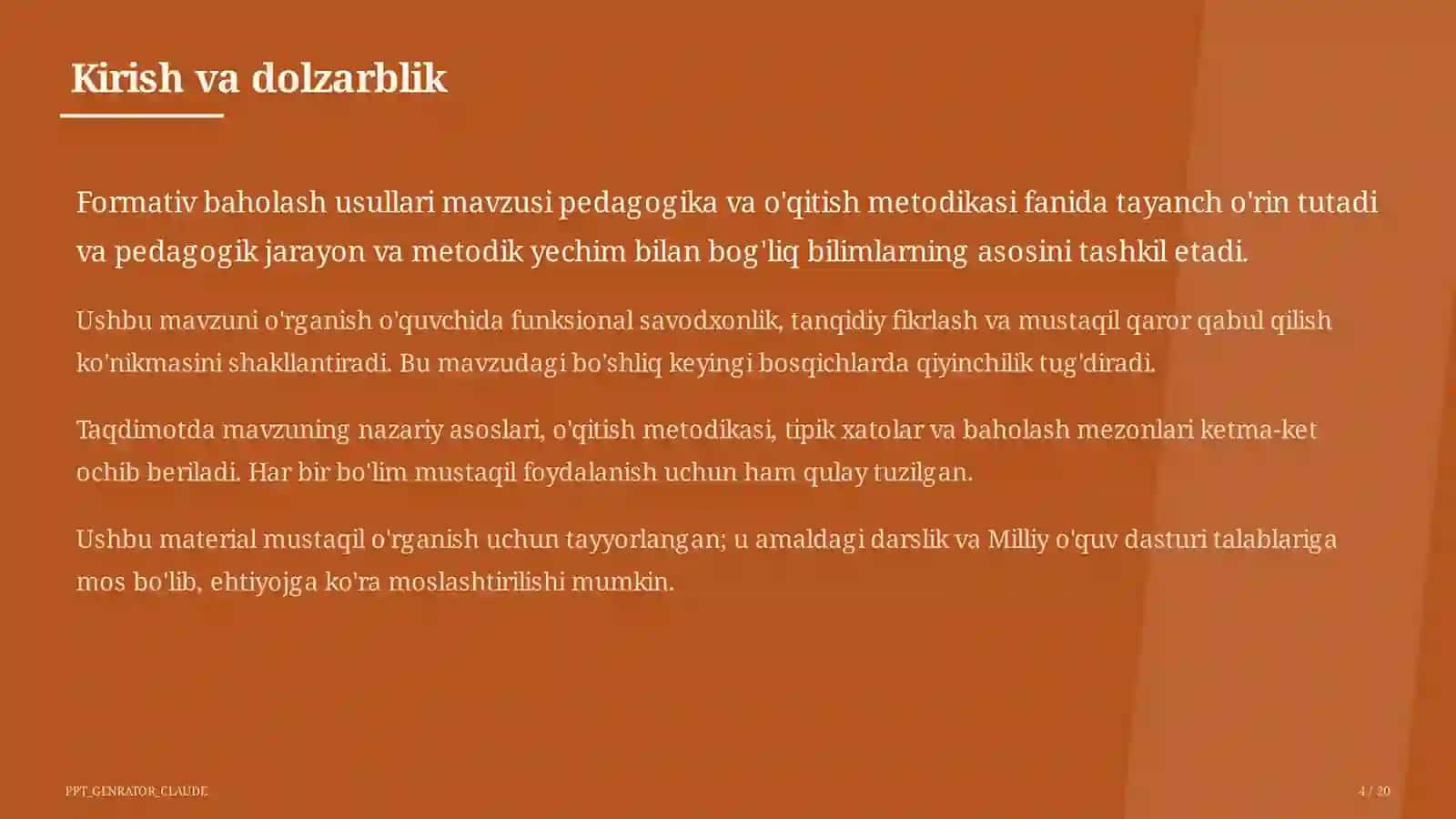Formativ baholash usullari 4