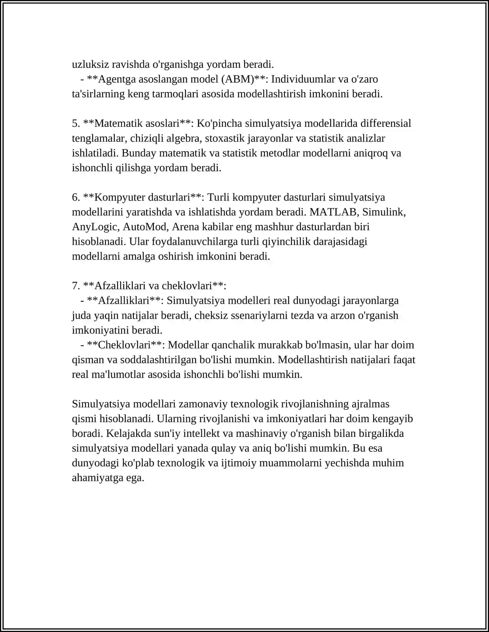 IMMITATSION MODELLASHTIRISH 4