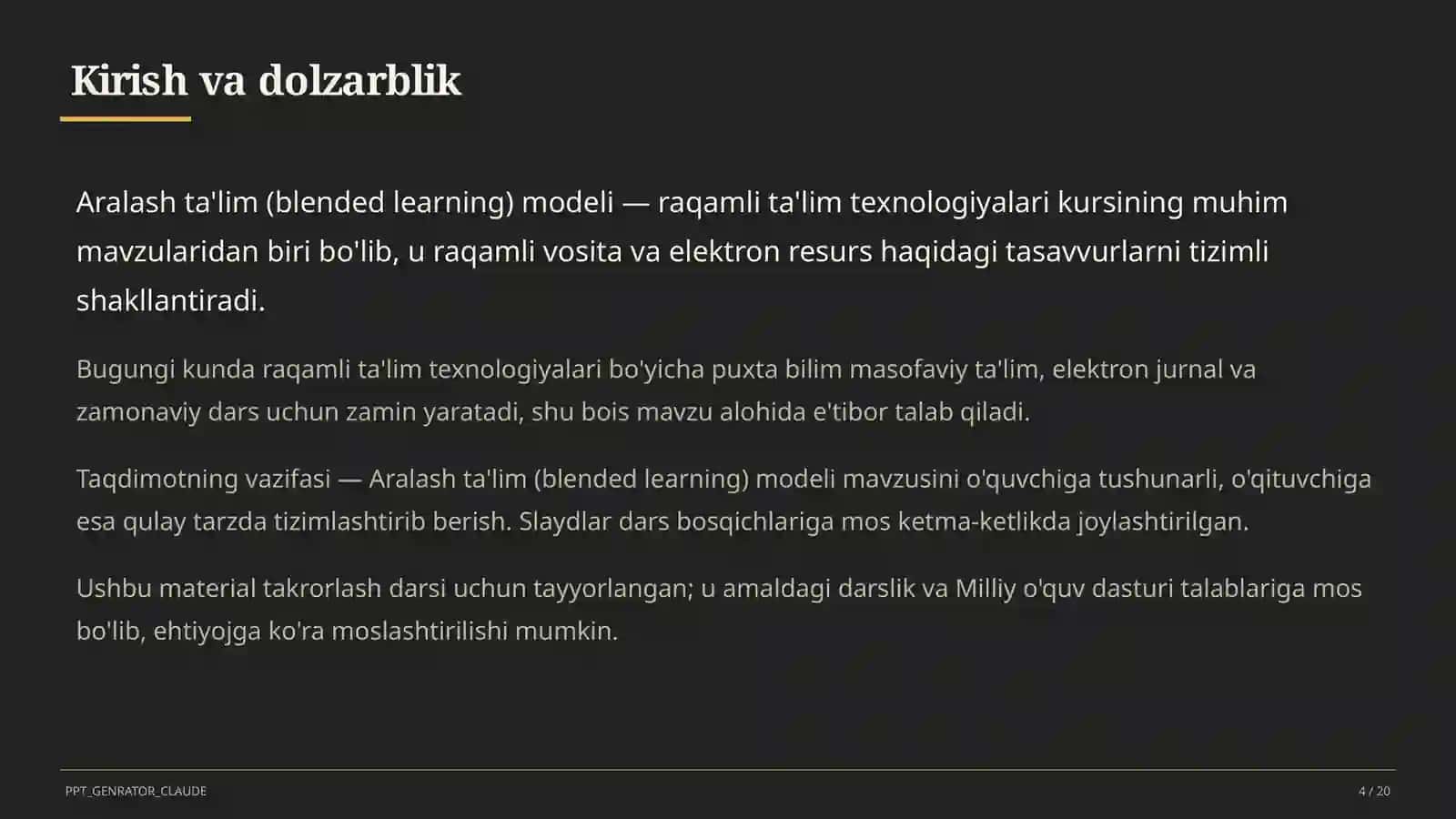 Aralash ta'lim (blended learning) modeli 4
