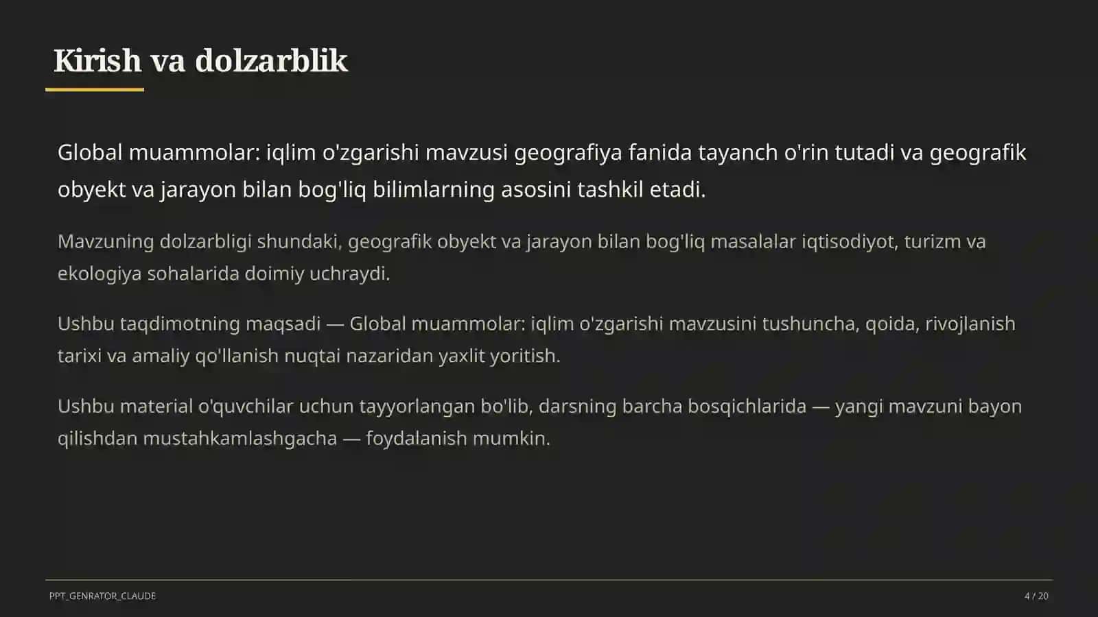 Global muammolar: iqlim o'zgarishi (11-sinf) 4