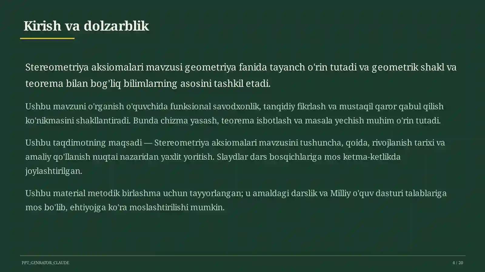 Stereometriya aksiomalari (10-sinf) 4
