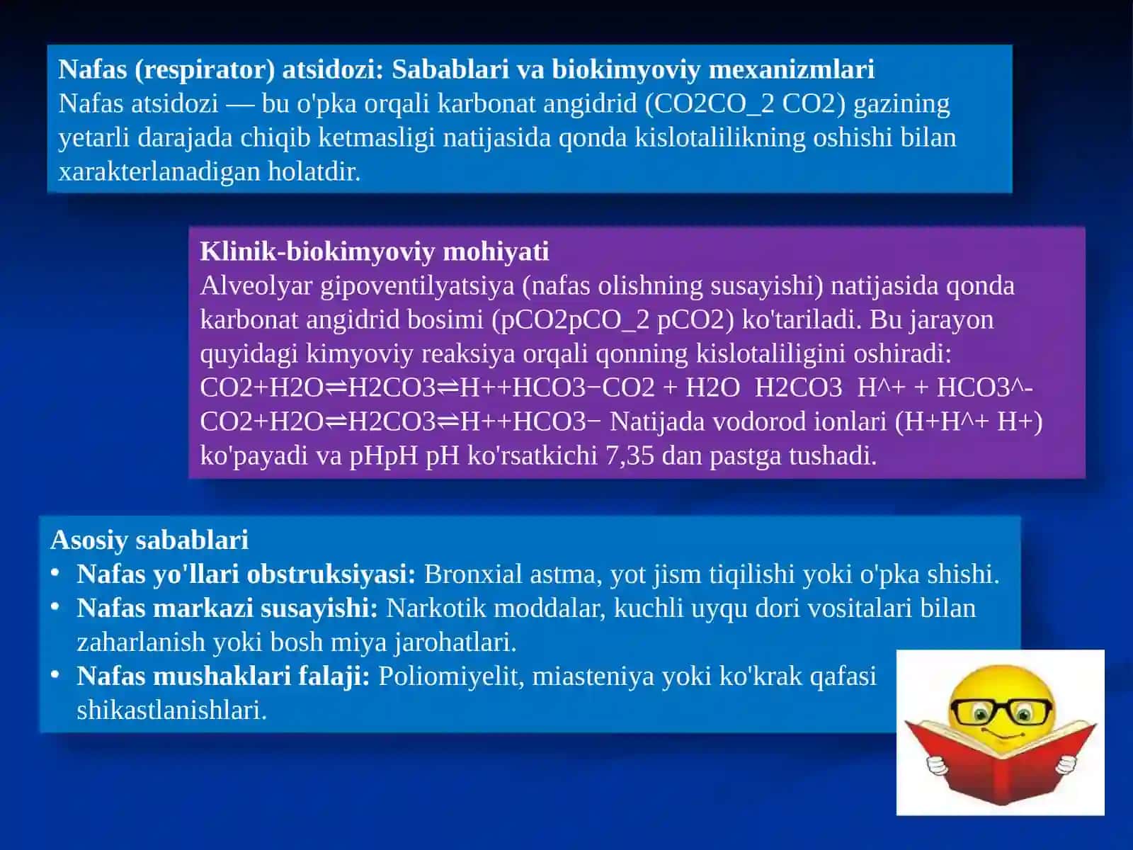 NAFAS VA METABOLIK ATSIDOZ VA ALKALOZLARNING KELIB CHIQISHI BIOKIMYOVIY TASHXISI taqdimot 4