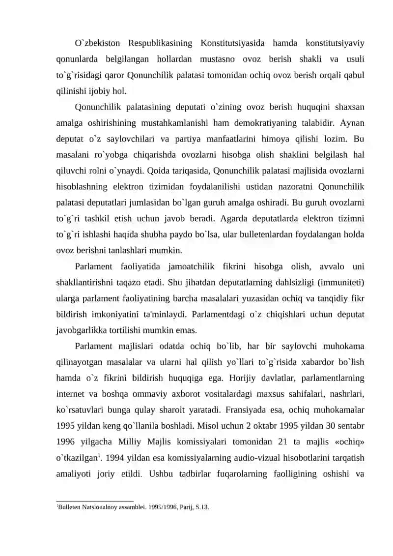 O`zbekiston Respublikasi Oliy Majlis Qonunchilik palatasi va Senati faoliyatining tashkiliy shakllari va Xalq deputatlari viloyat, tuman, shahar Kengashining sessiyalari va doimiy komissiyalari. 4