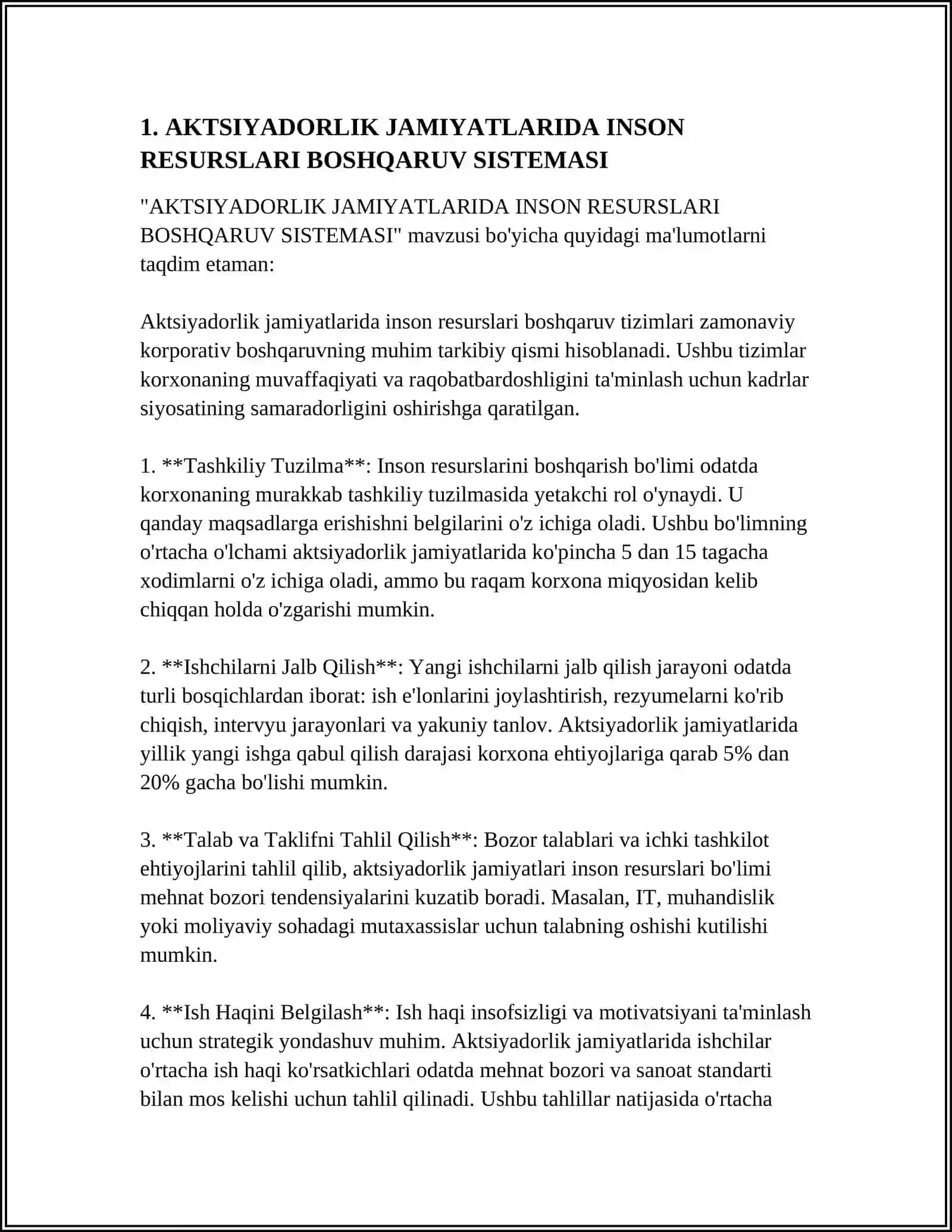 AKTSIYADORLIK JAMIYATLARIDA INSON RESURSLARINI XIZMAT-KASB JIHATIDAN KOʻTARILISHINI BOSHQARISH TIZIMI 4
