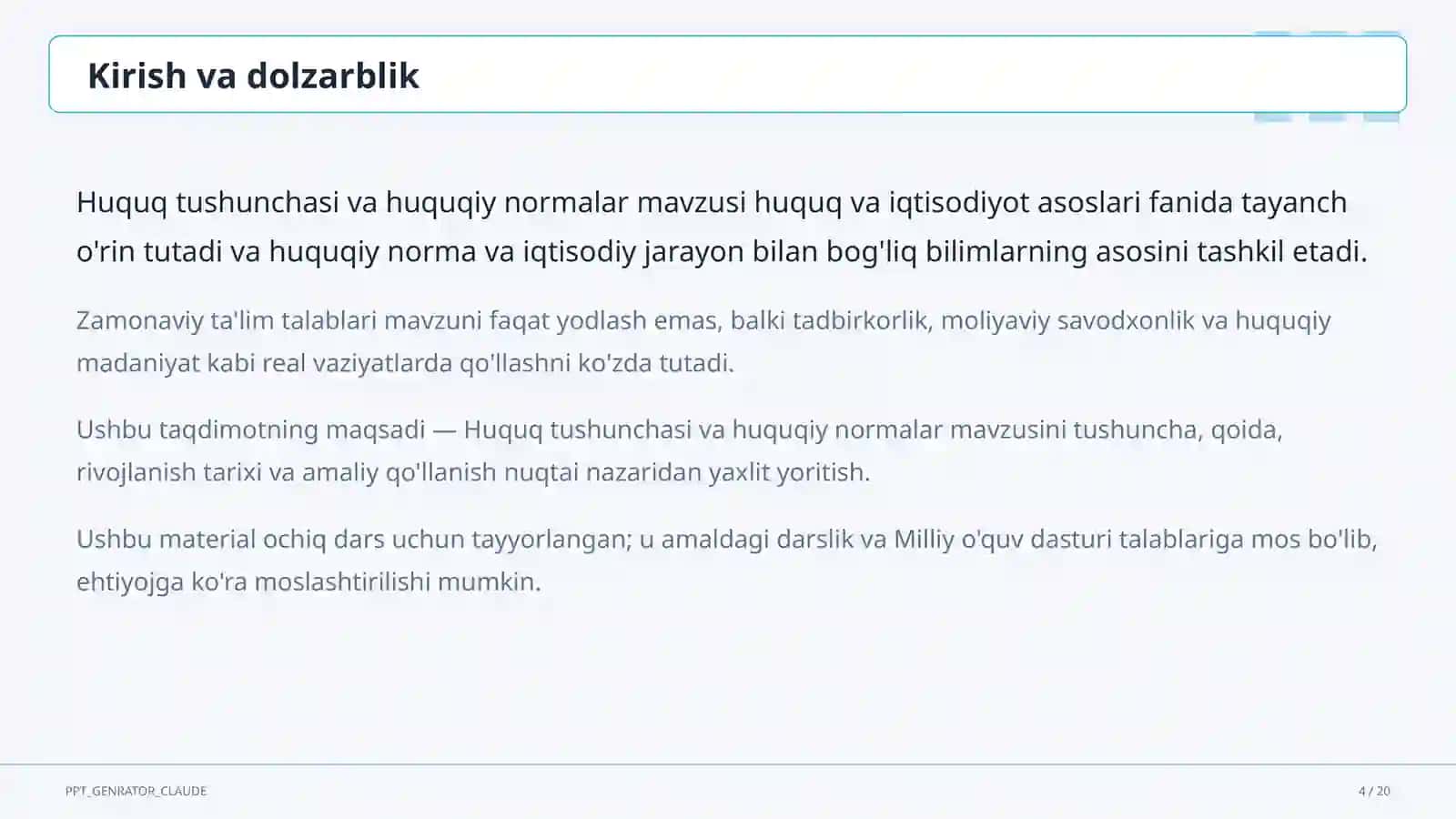 Huquq tushunchasi va huquqiy normalar (9-sinf) 4